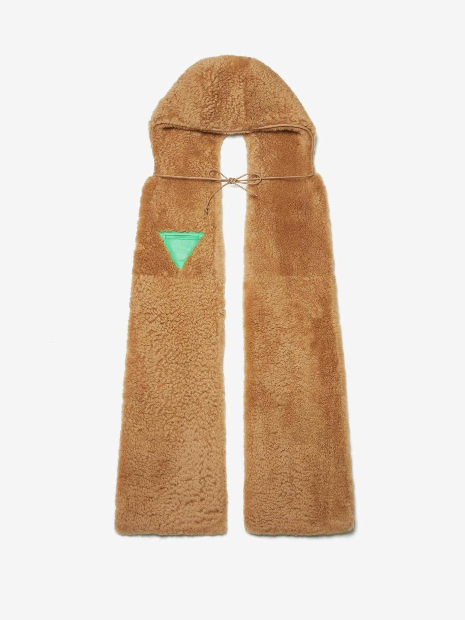 Hooded shearling scarf