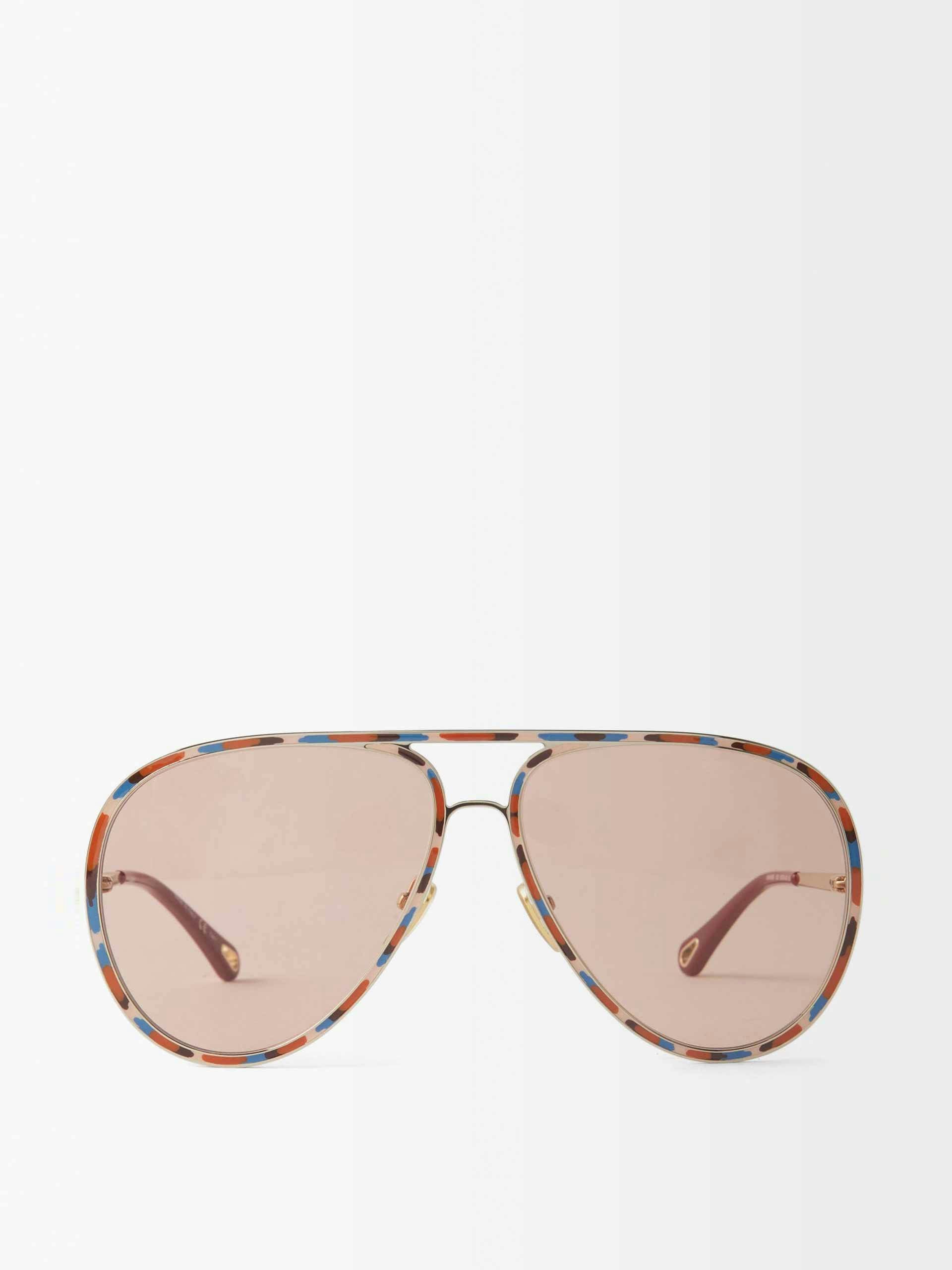 Multi-coloured aviator metal sunglasses