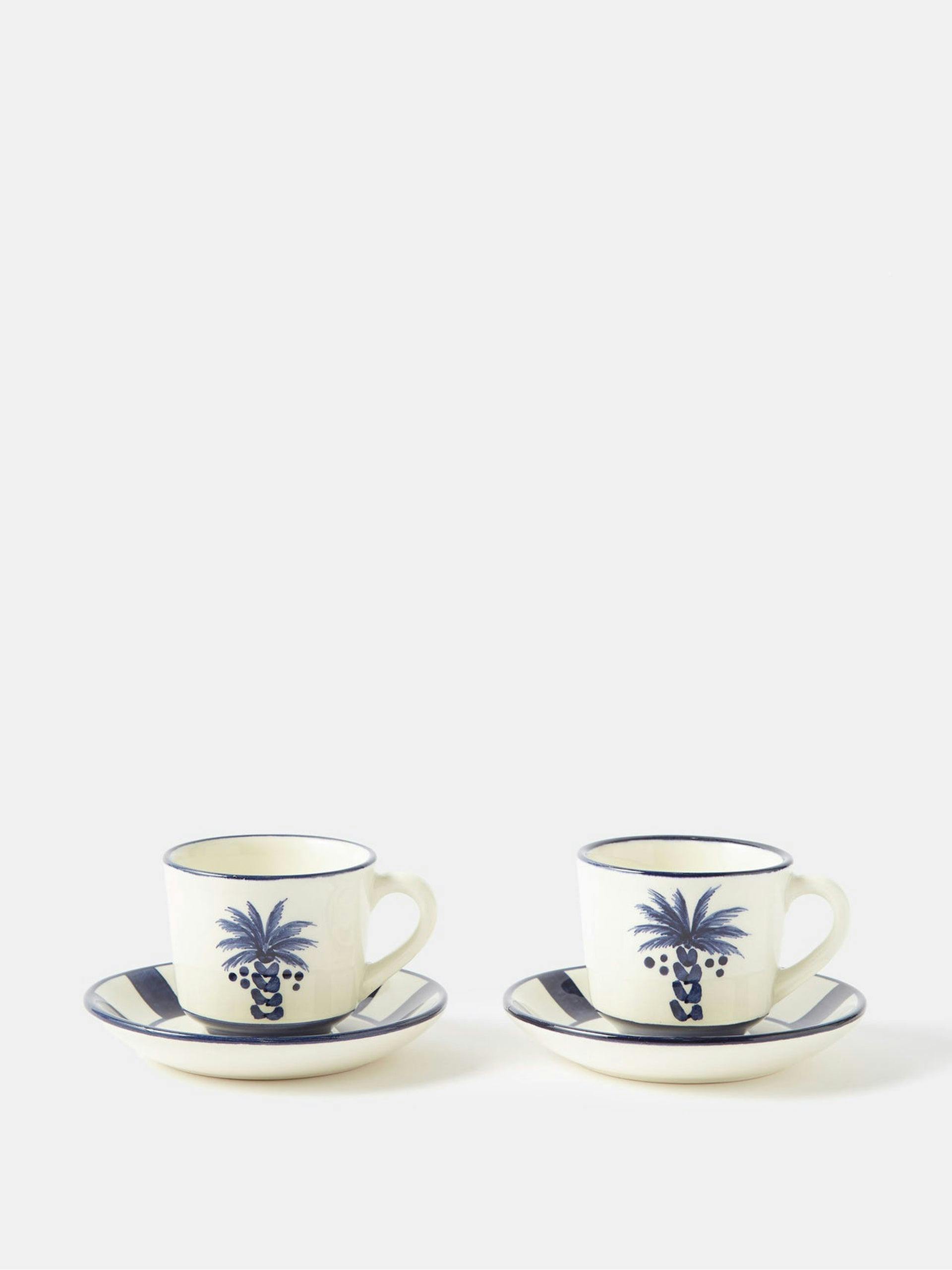 Set of two Molinillo coffee cups & saucers