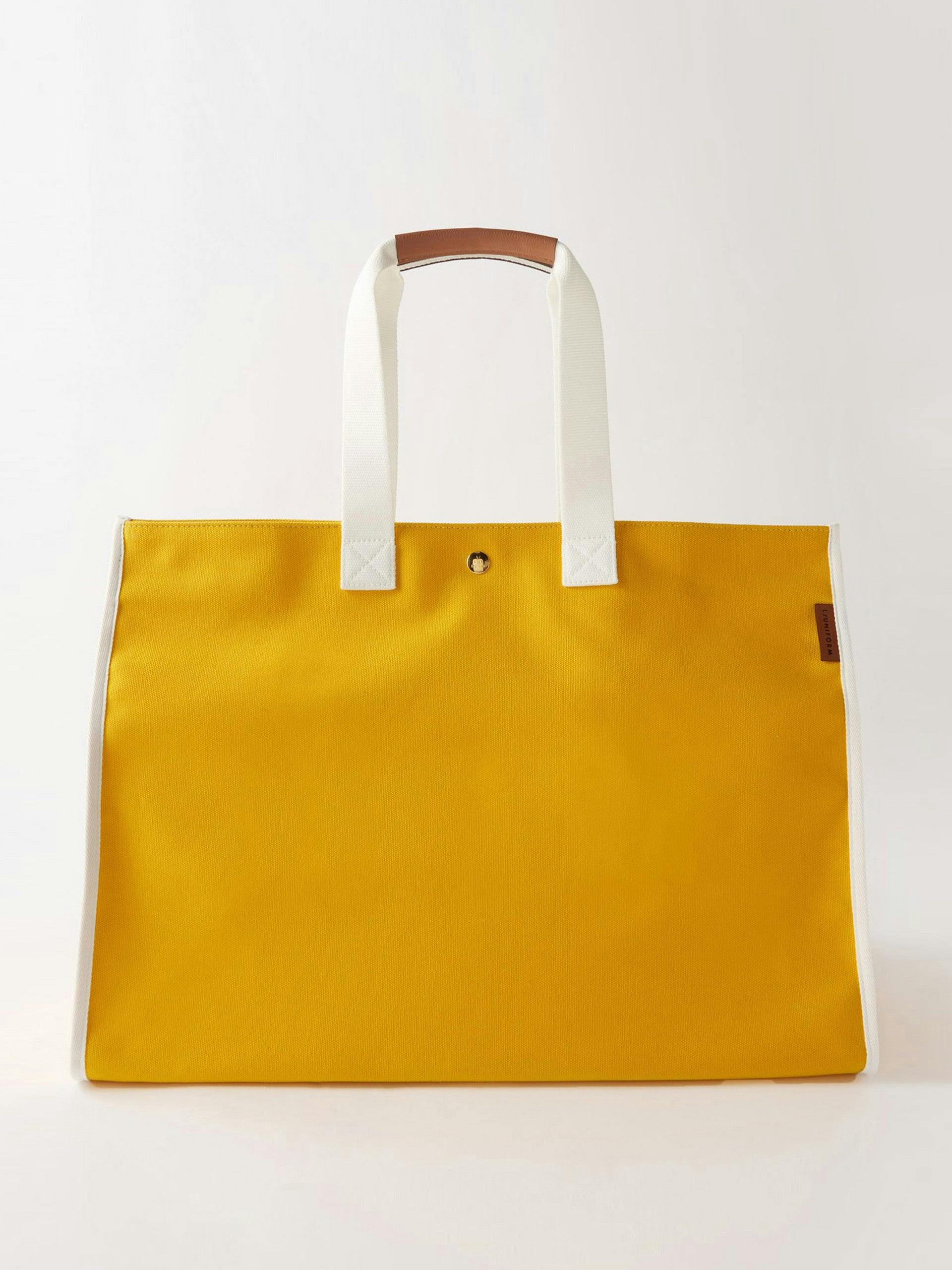 Yellow foldable canvas tote bag