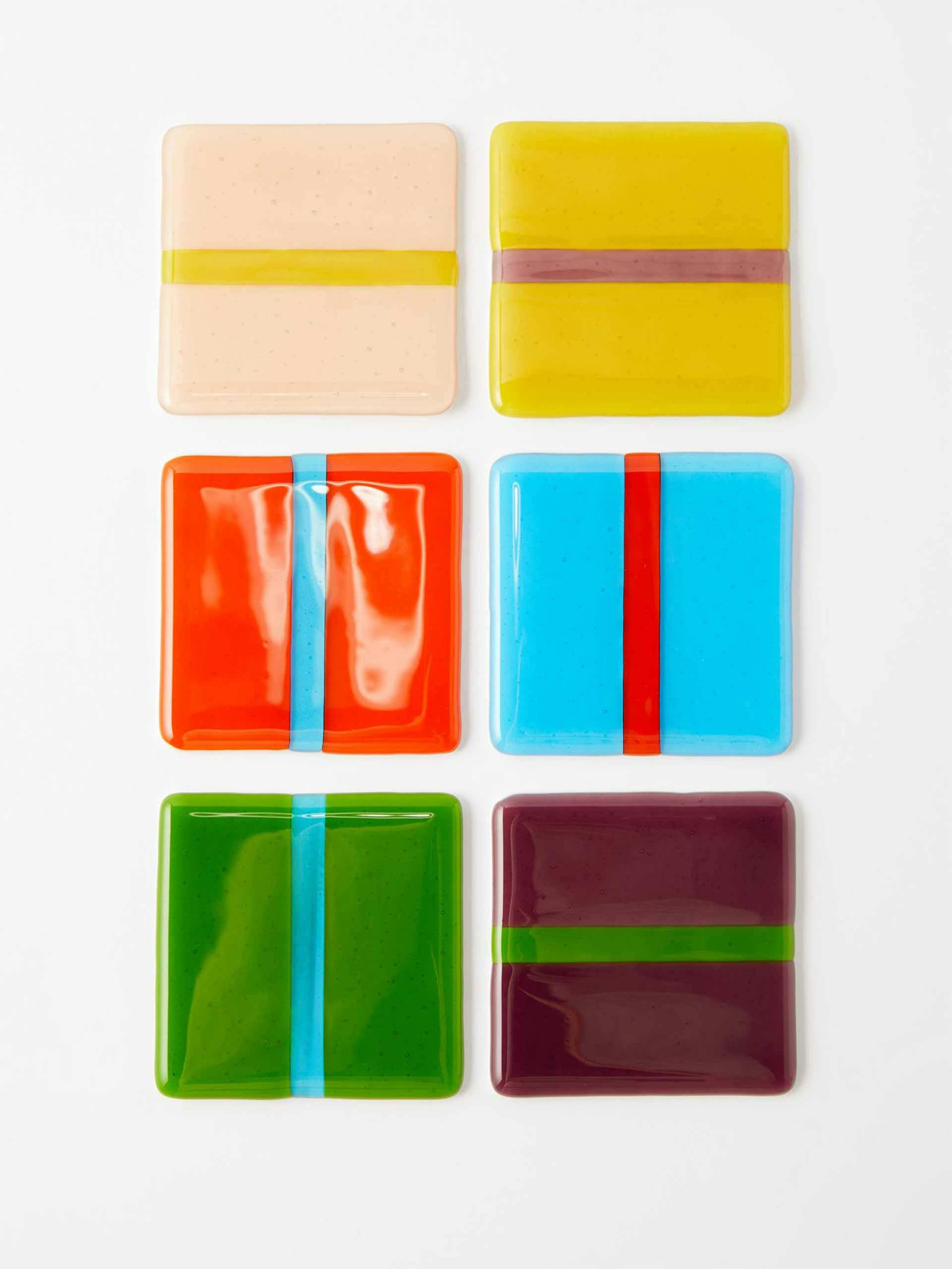 Multi-coloured glass coasters (set of 6)