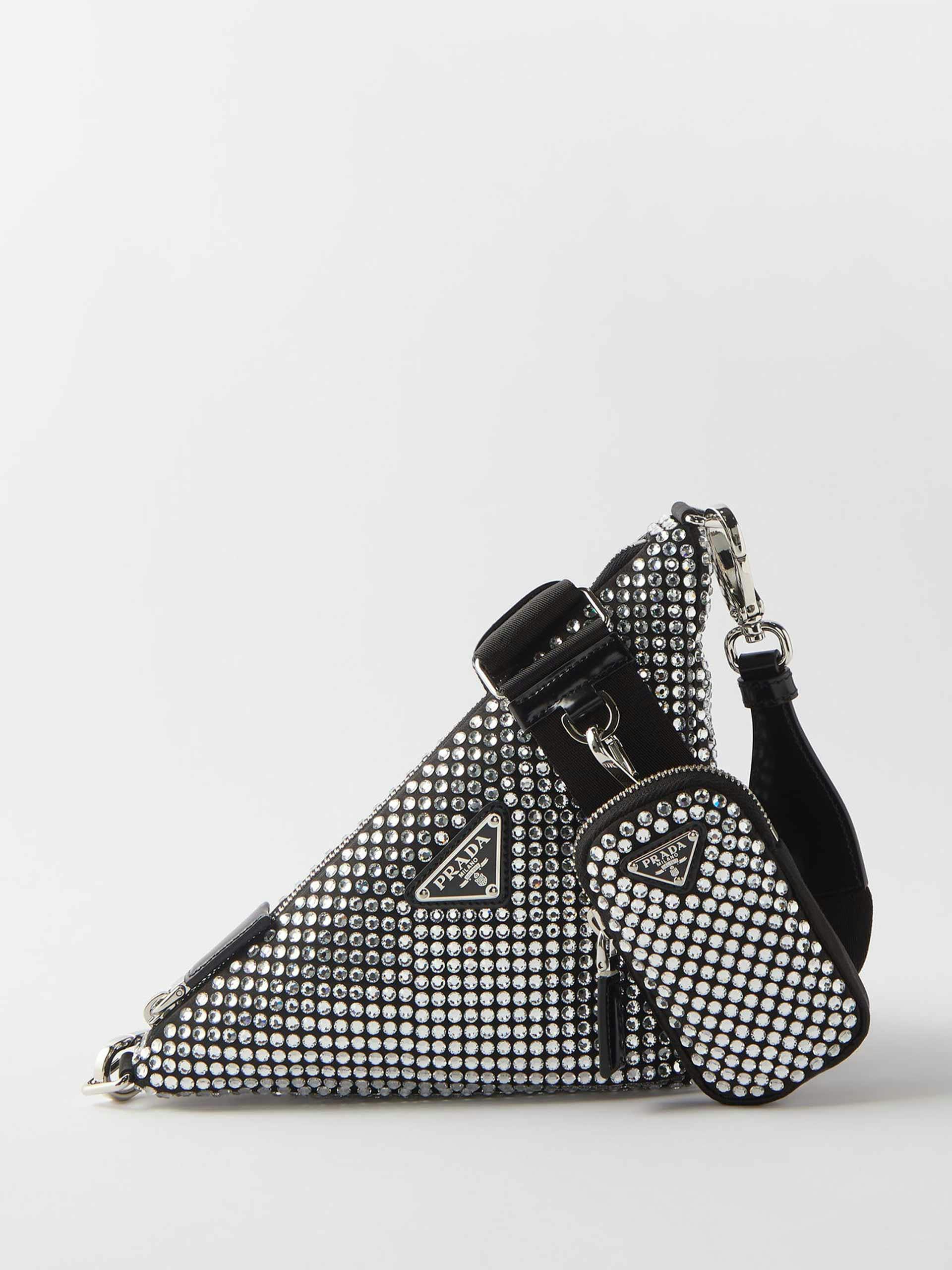 Crystal-embellished triangular cross-body bag