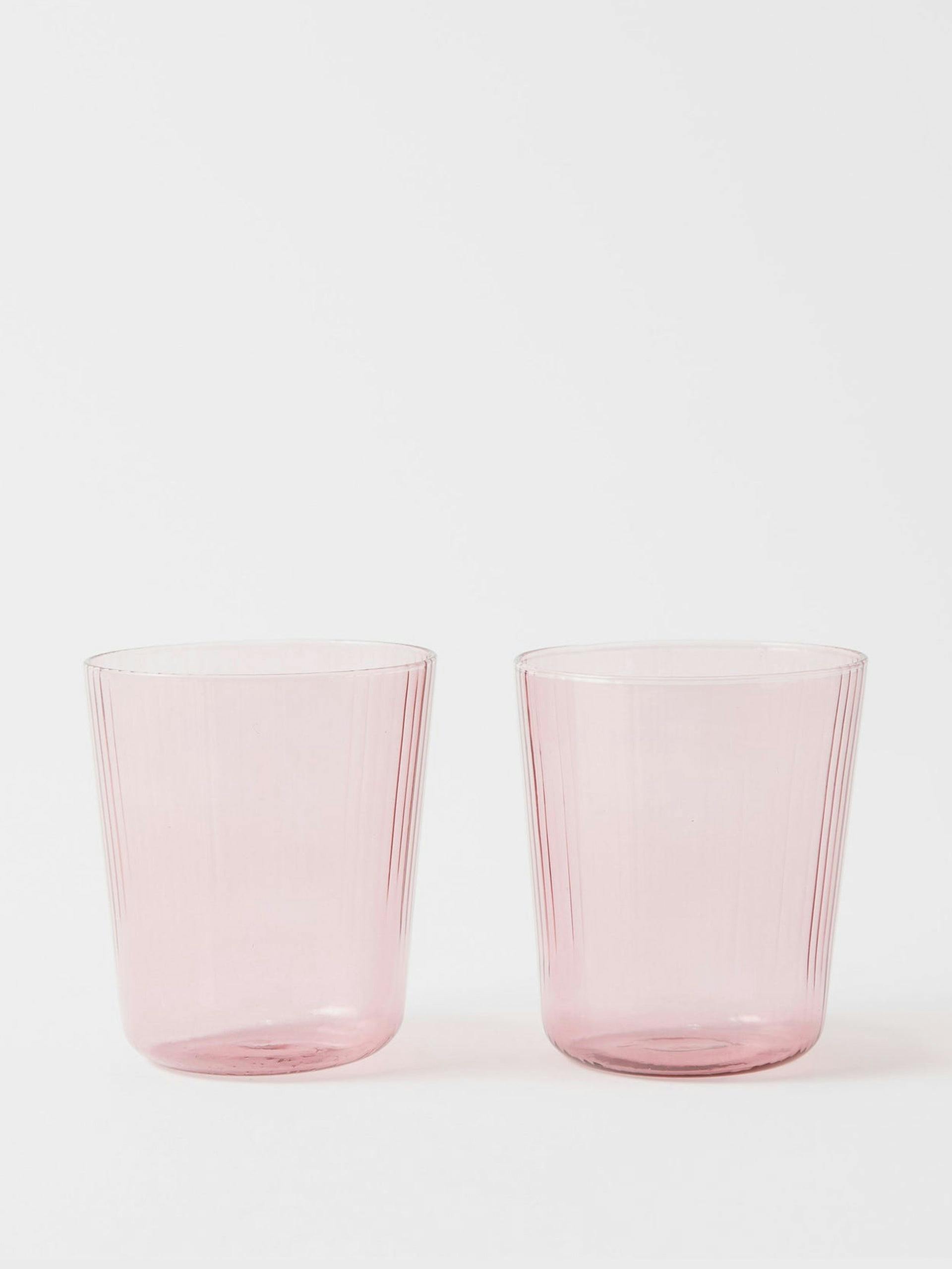 Pink ridged-glass tumblers (set of 2)