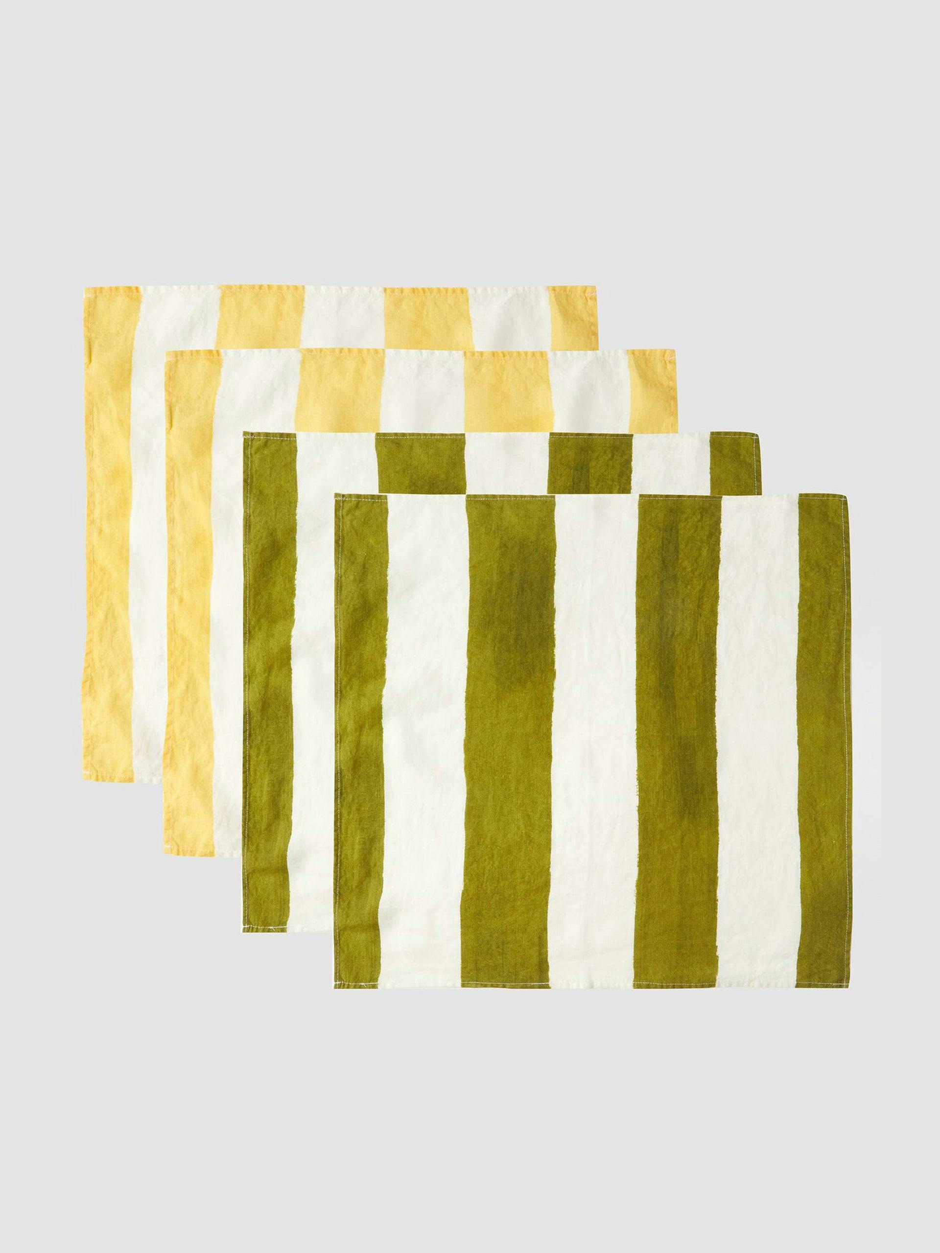 Green and yellow stripe napkins (set of 4)
