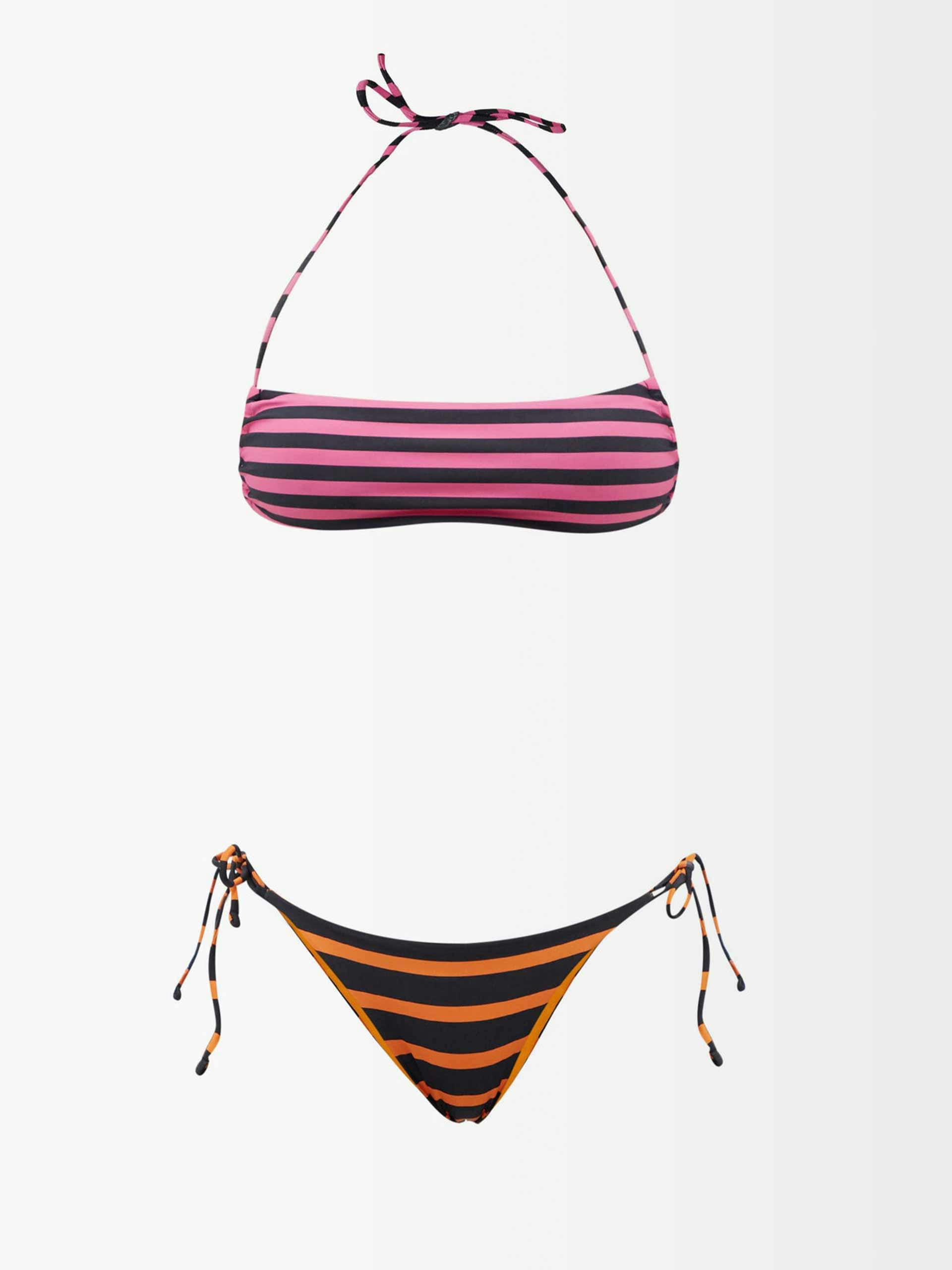 Bi-colour striped bikini