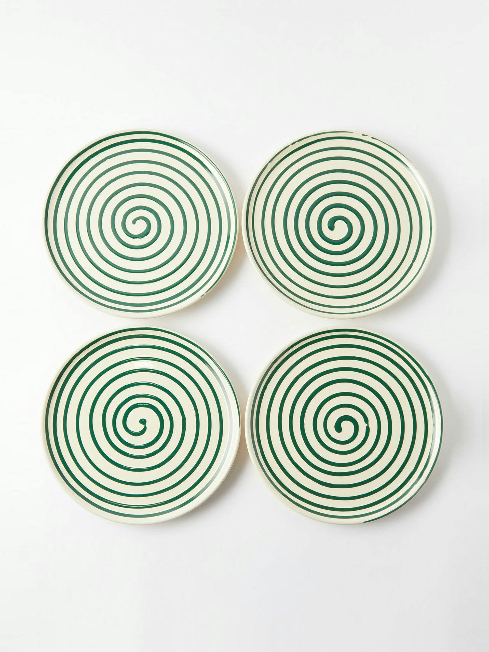 Green swirl dinner plates (set of 4)