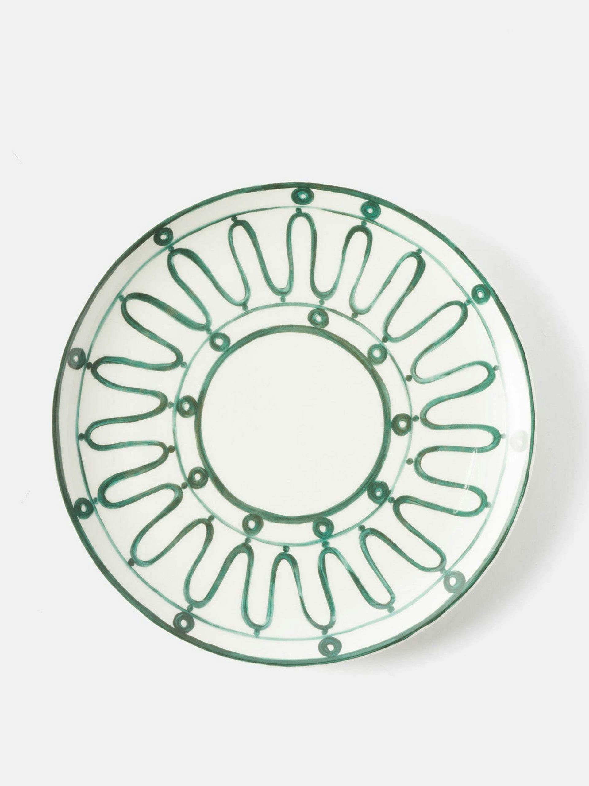 White and green printed plate