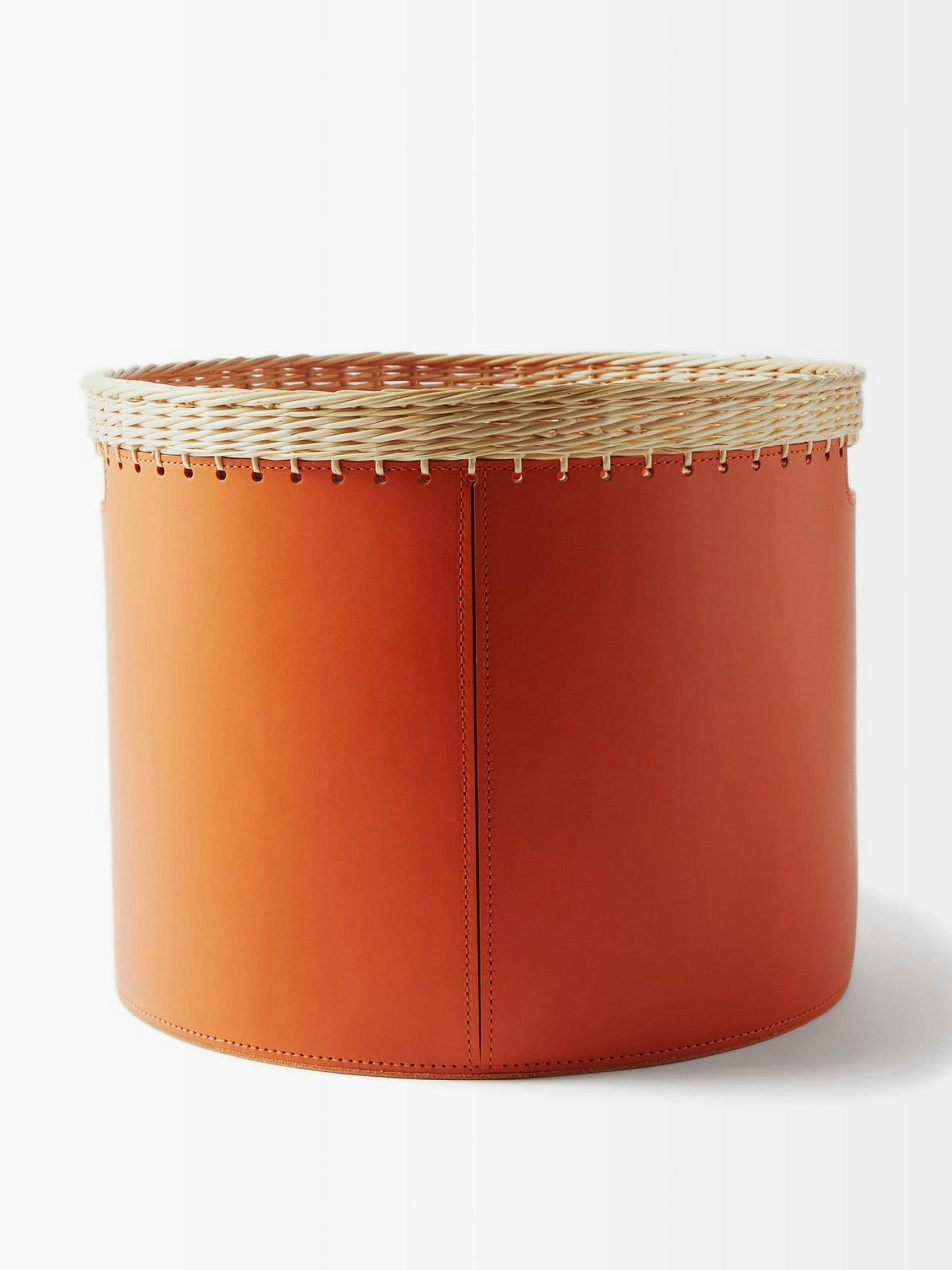 Como small leather and wicker basket