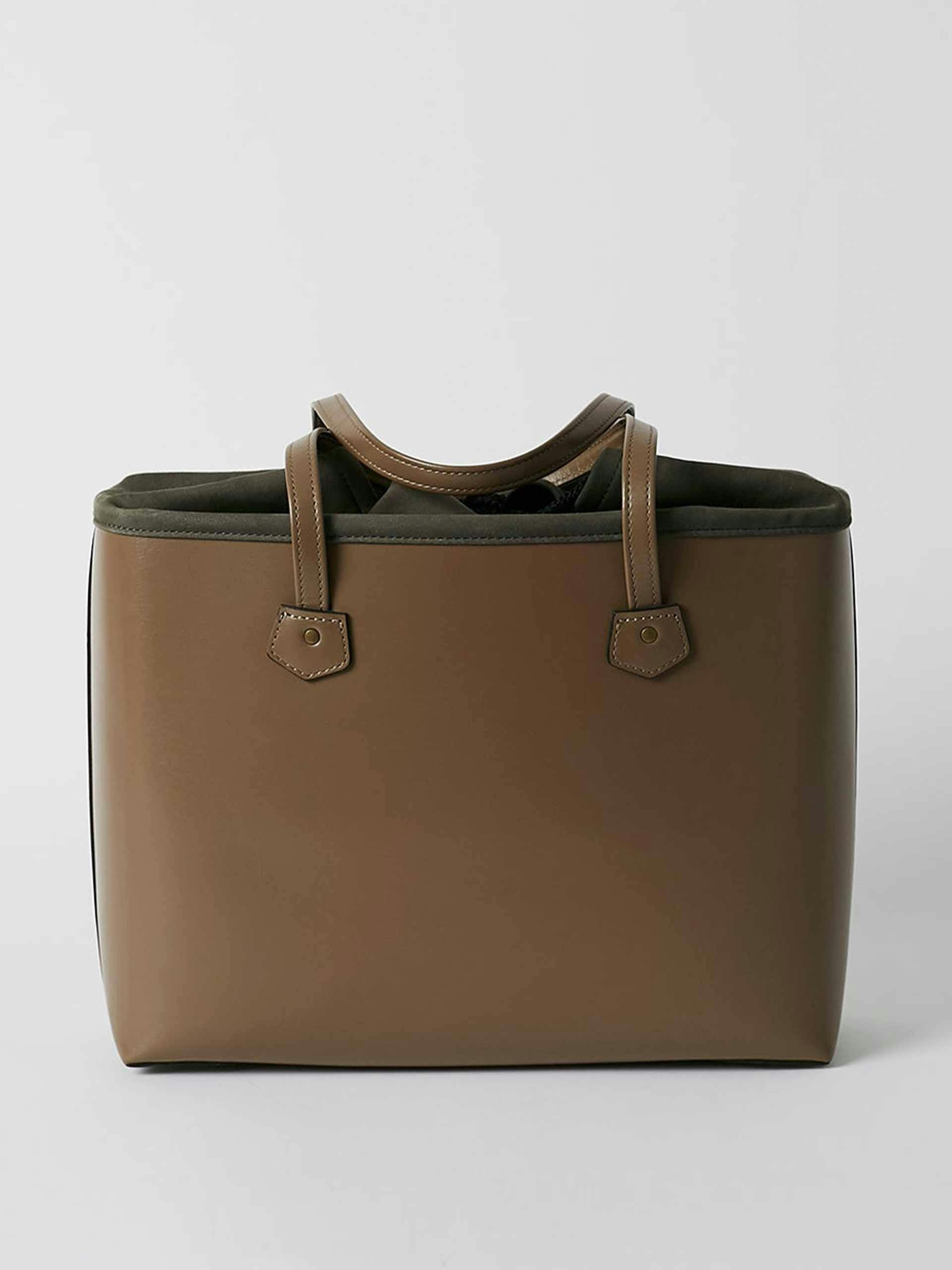 Calf leather box drawstring bag