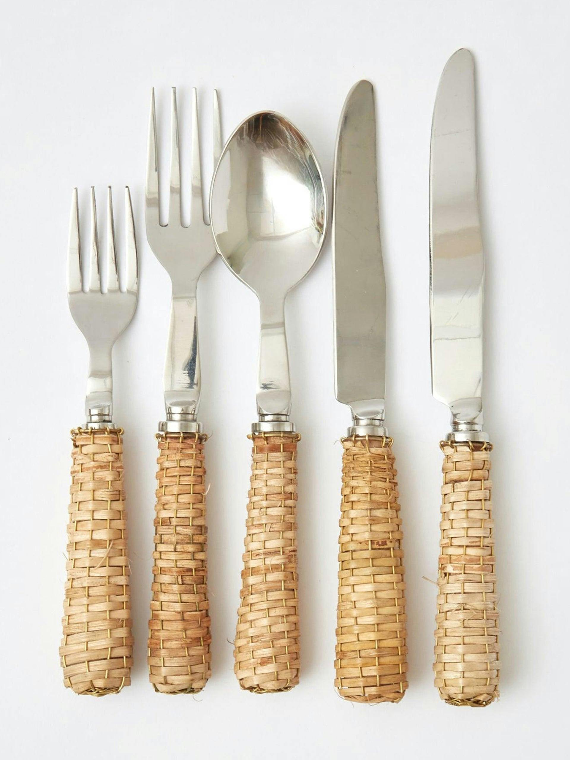 Rattan cutlery (5-piece set)