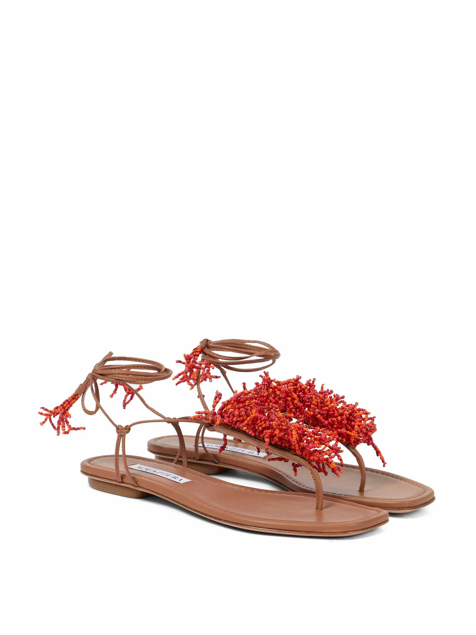 Beaded leather sandals