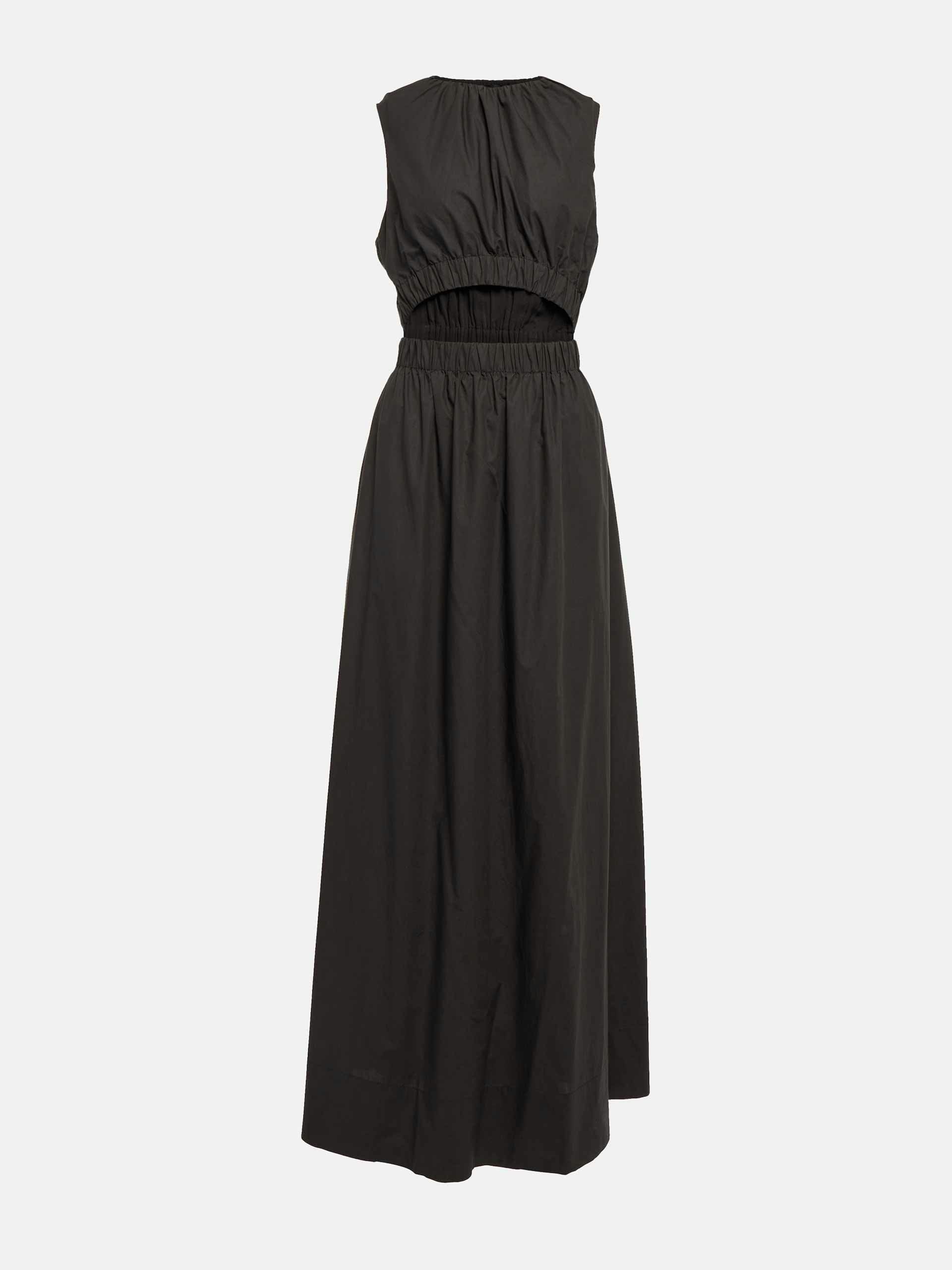 Black cut-out poplin maxi dress