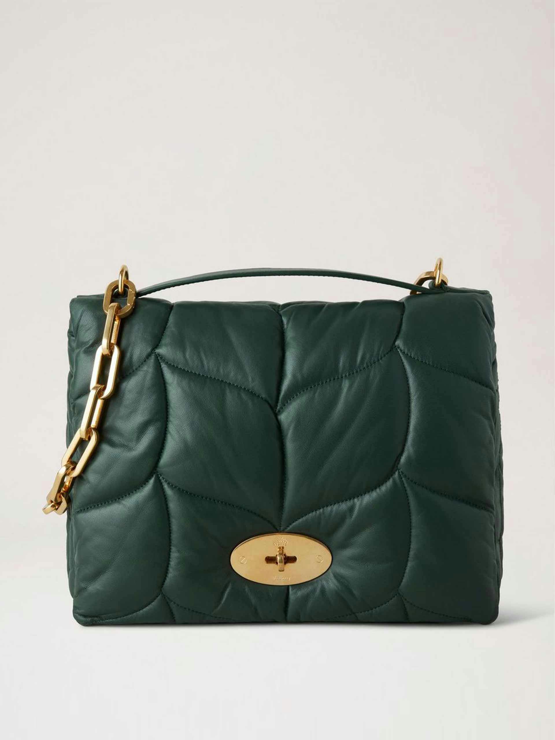 Green leather puffer bag
