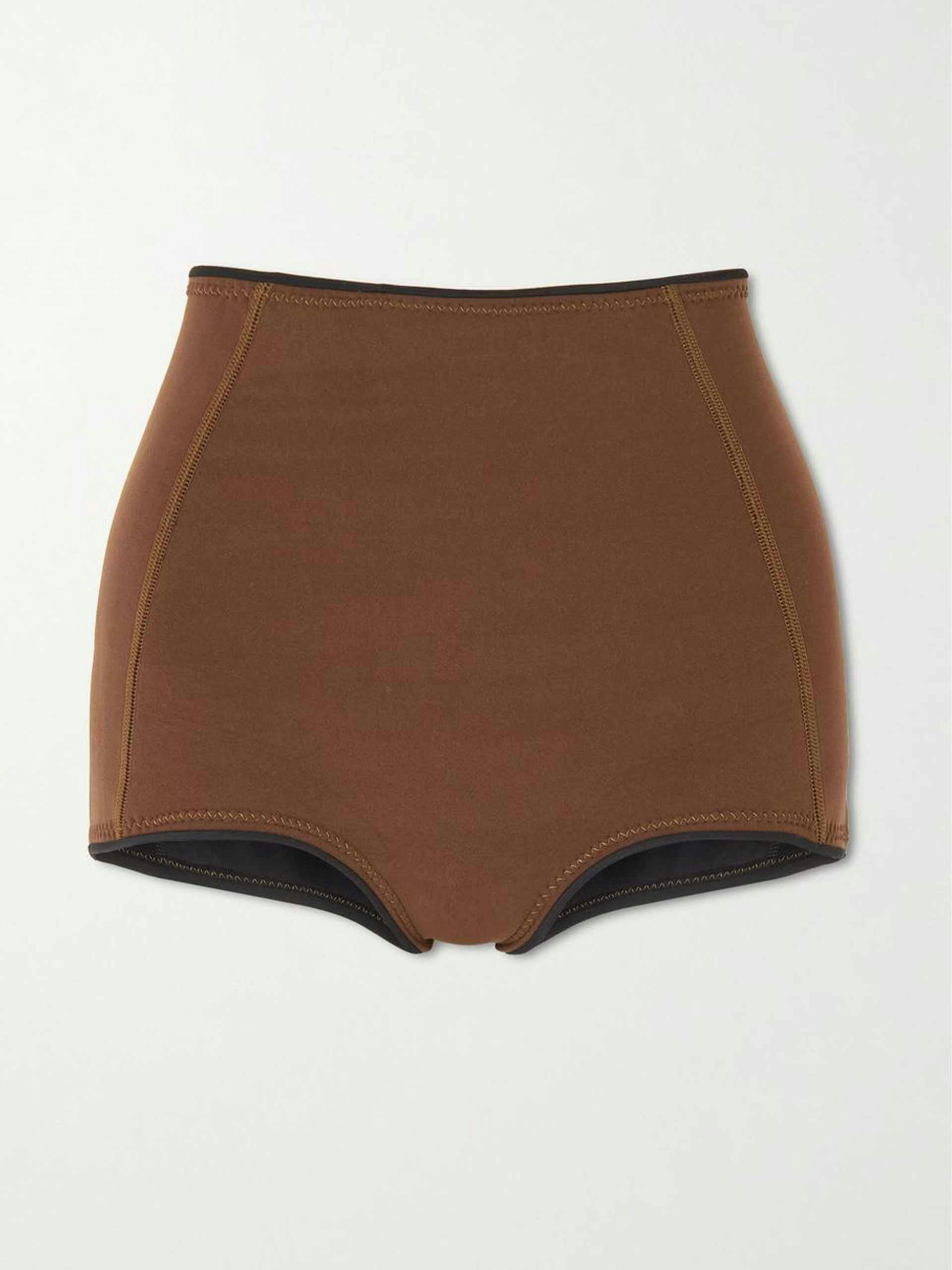 Brown neoprene bikini briefs