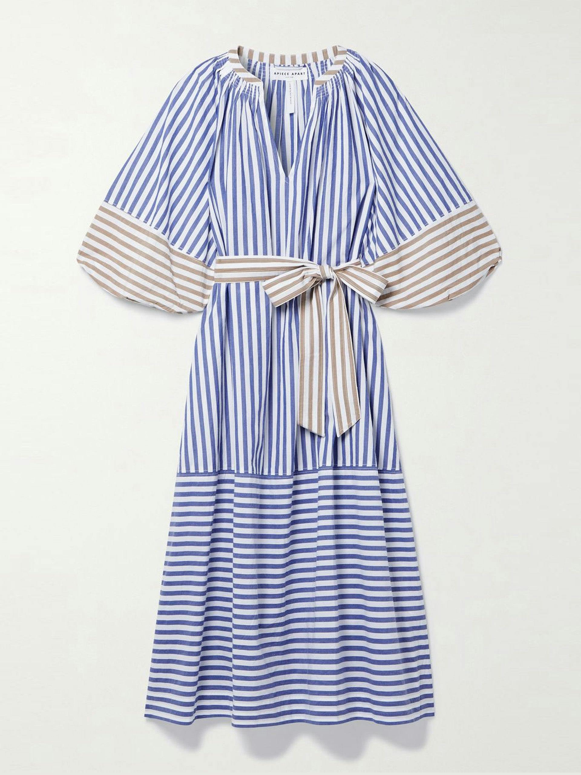 Blue striped midi dress