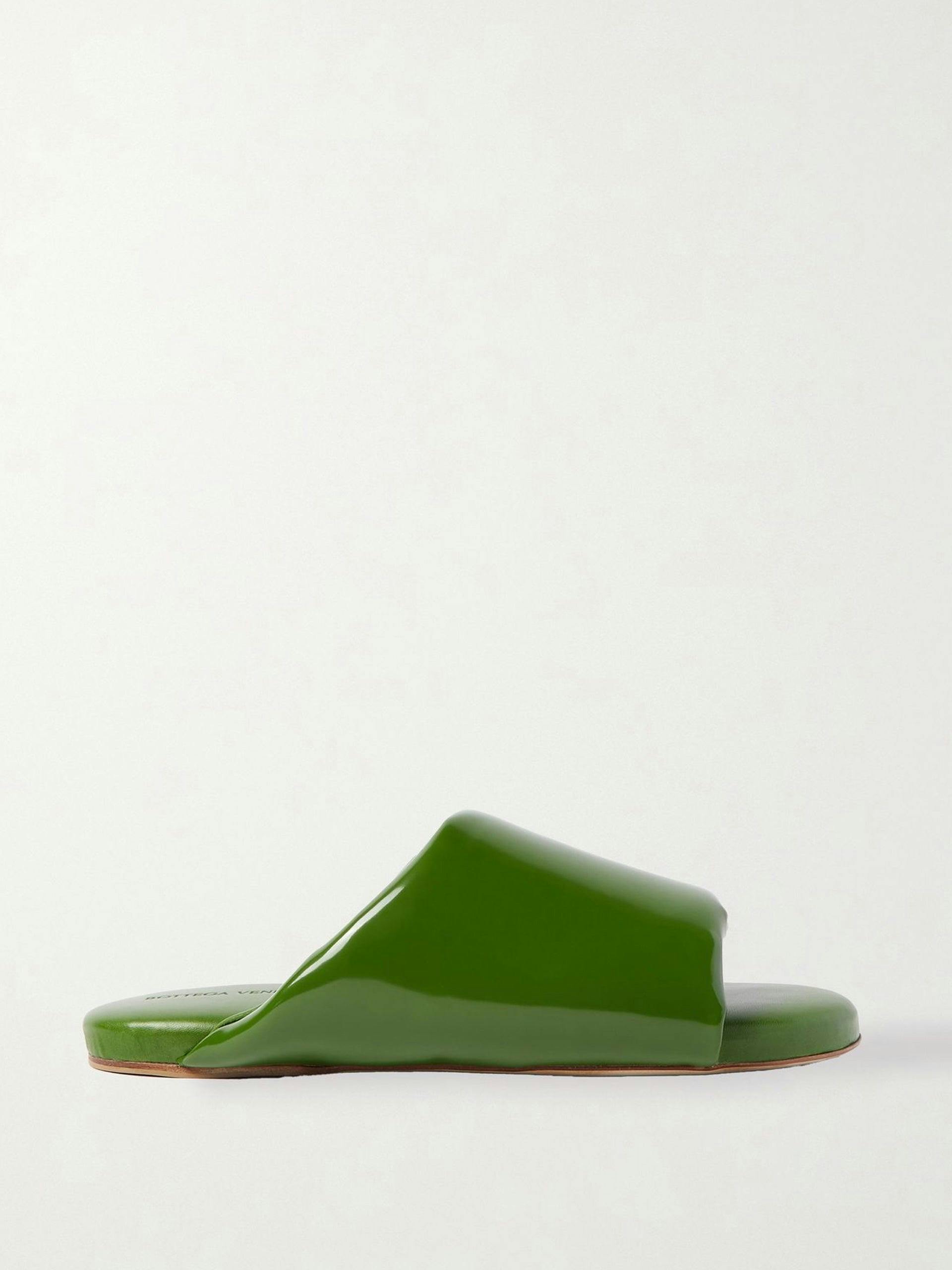 Glossed-leather slides