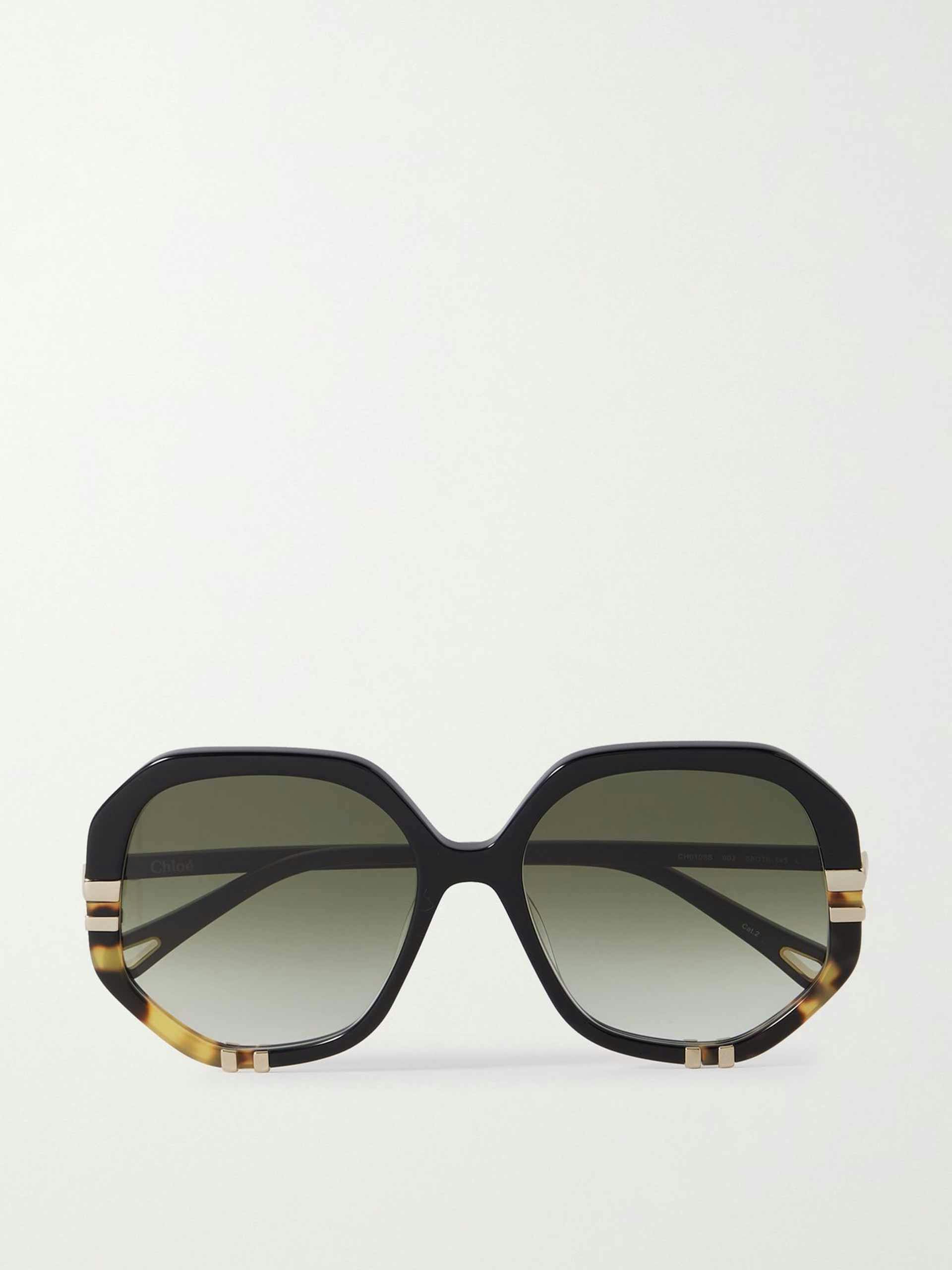 Oversized square-frame tortoiseshell sunglasses