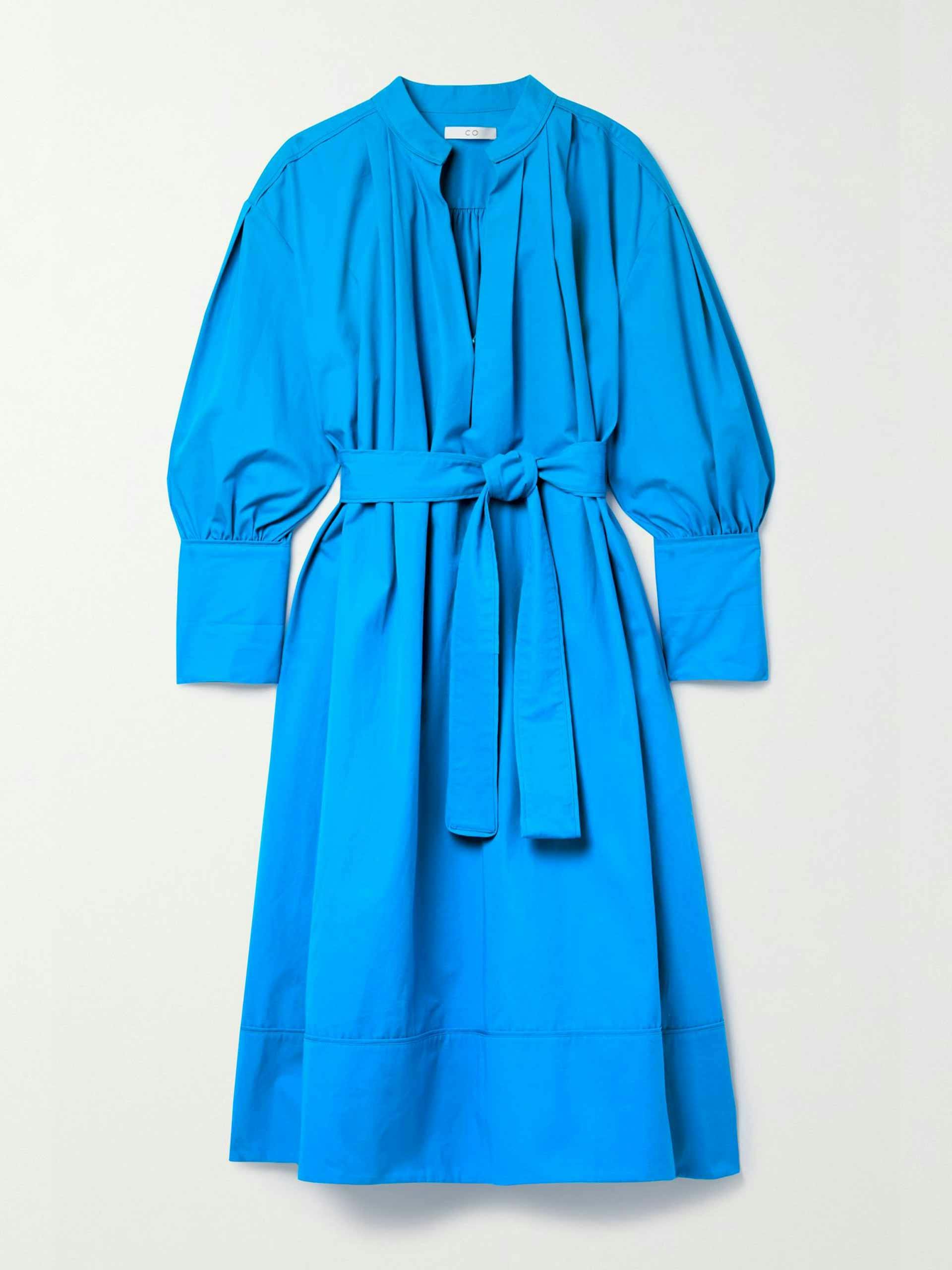 Belted blue dress