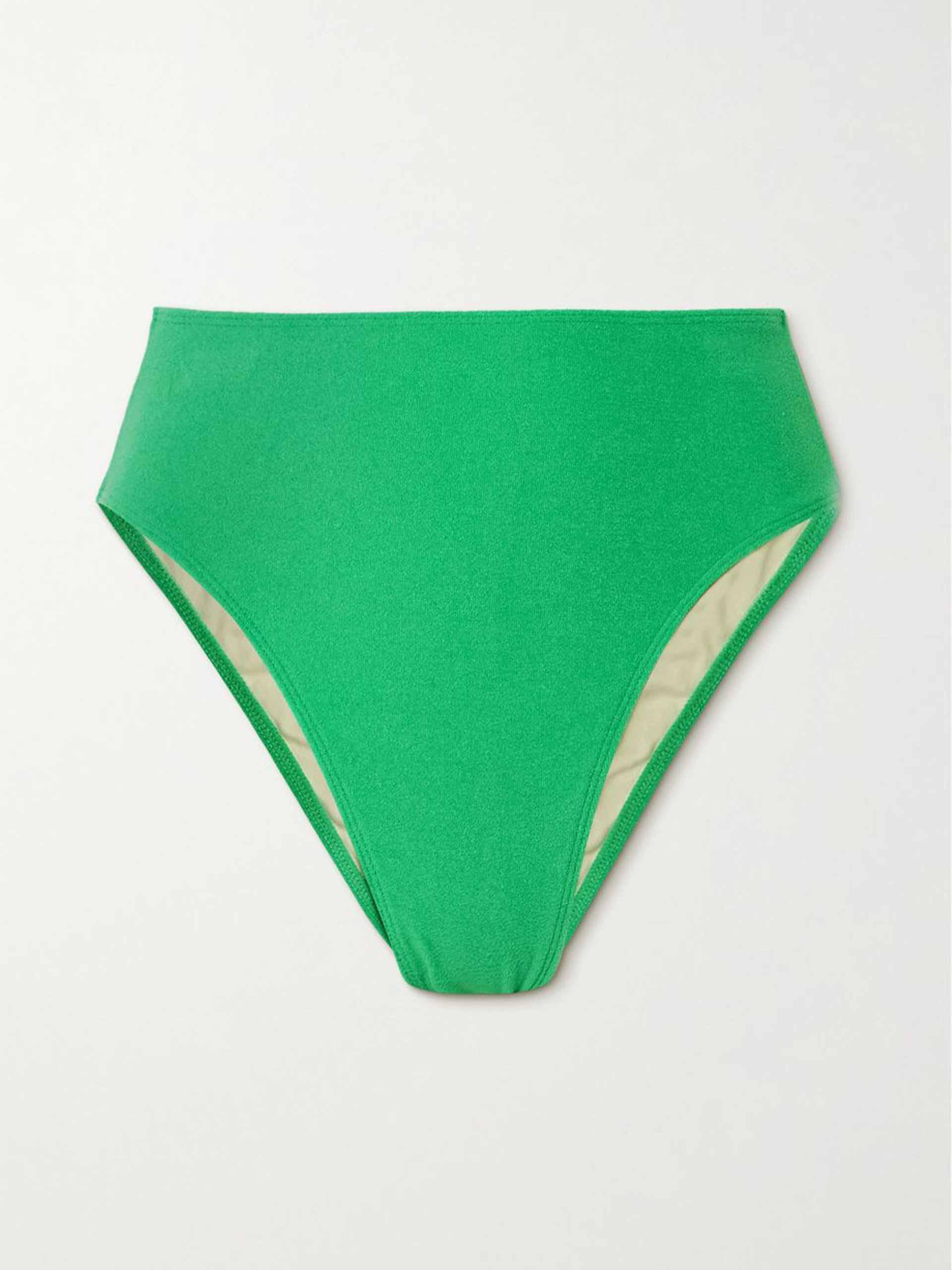 Green stretch-terry bikini briefs