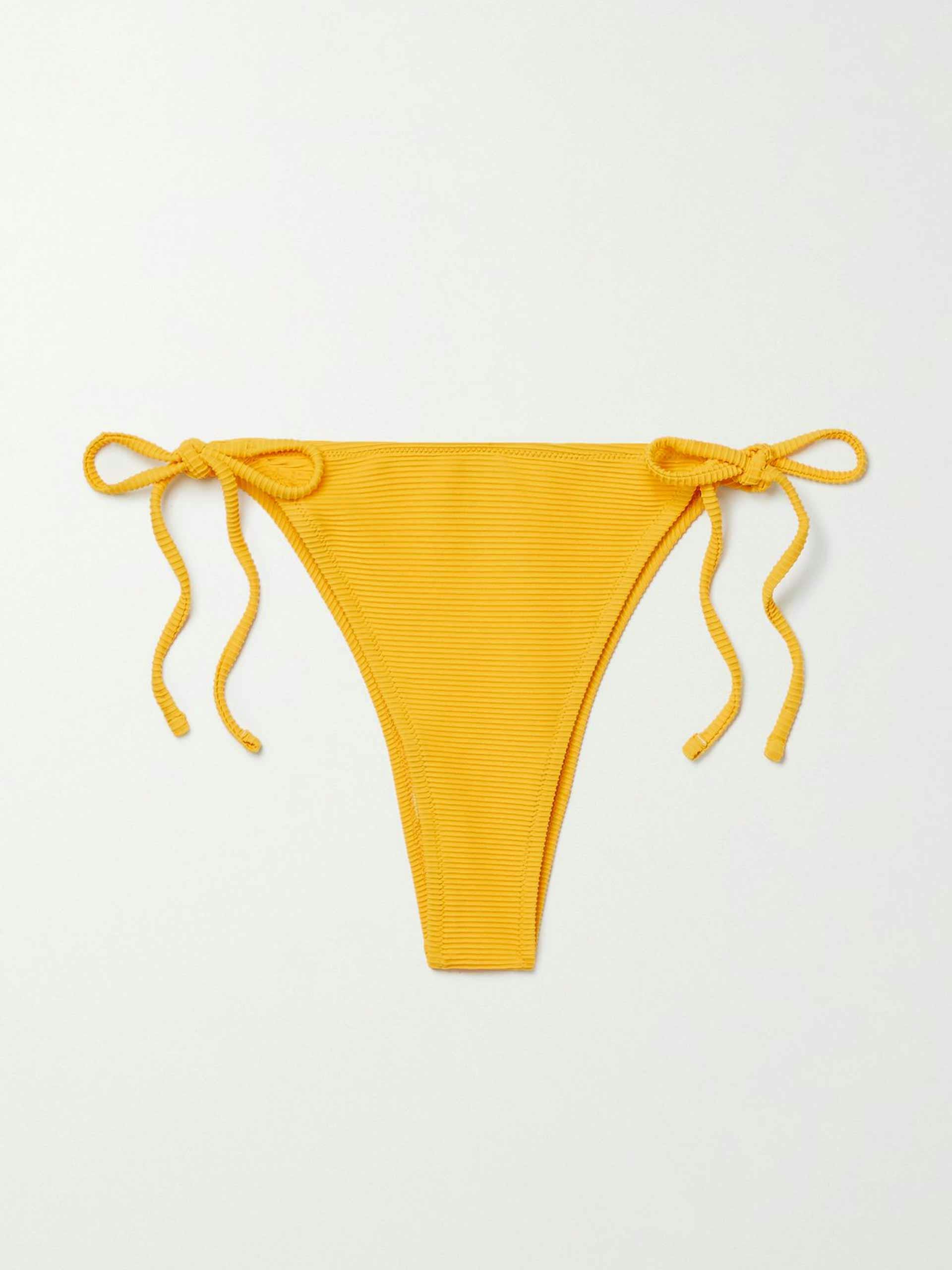 Yellow ribbed bikini briefs