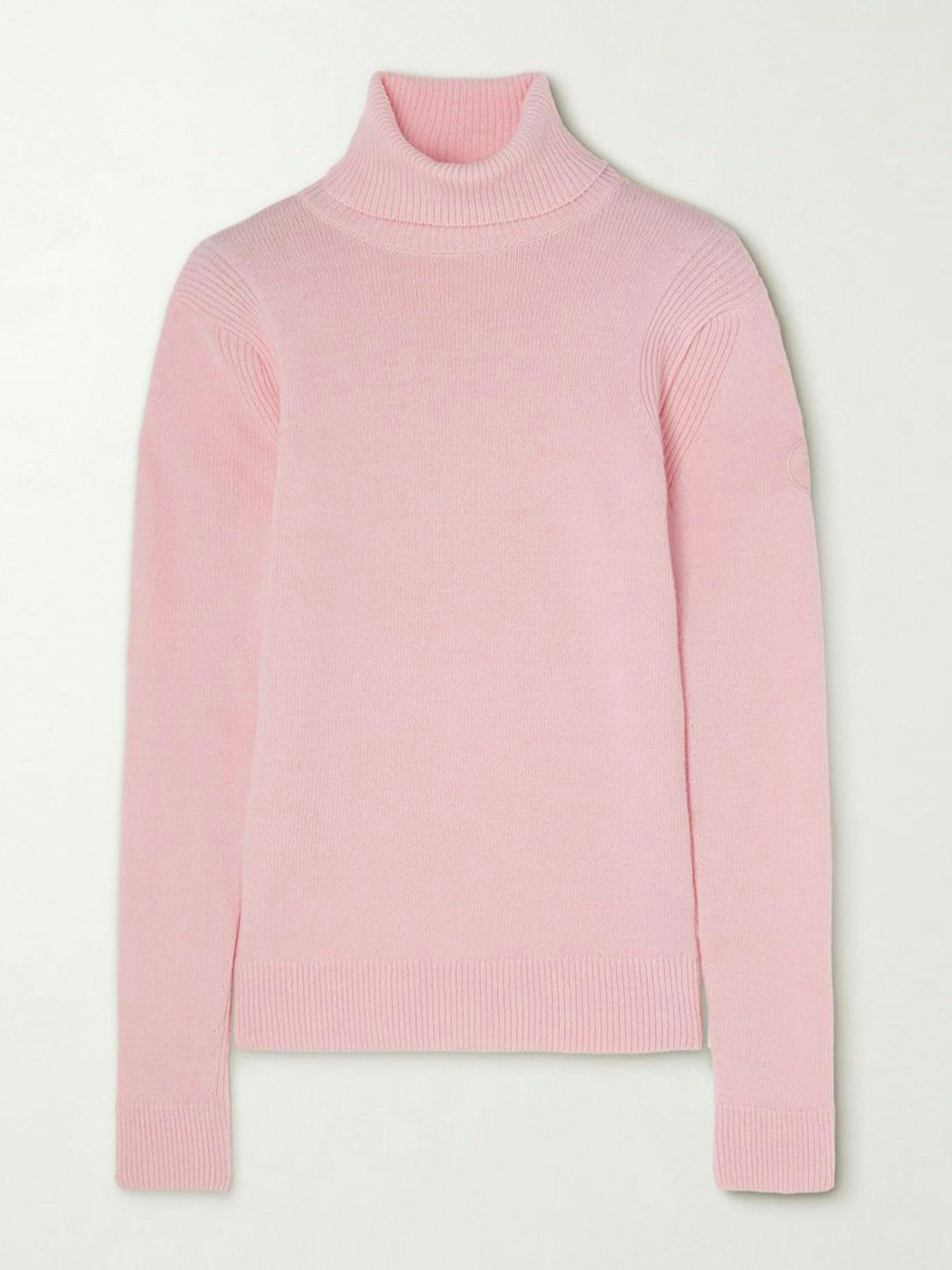 Pink wool and cashmere-blend turtleneck sweater
