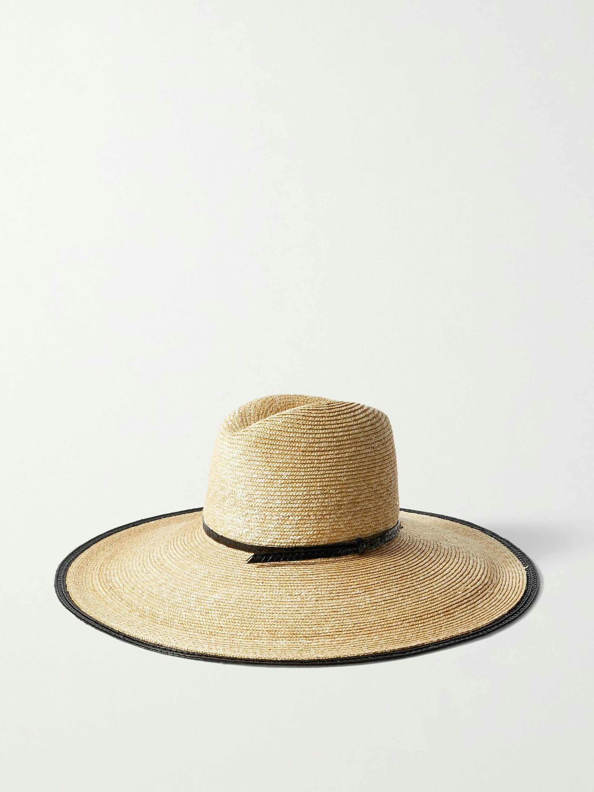 Braid-trimmed straw hat