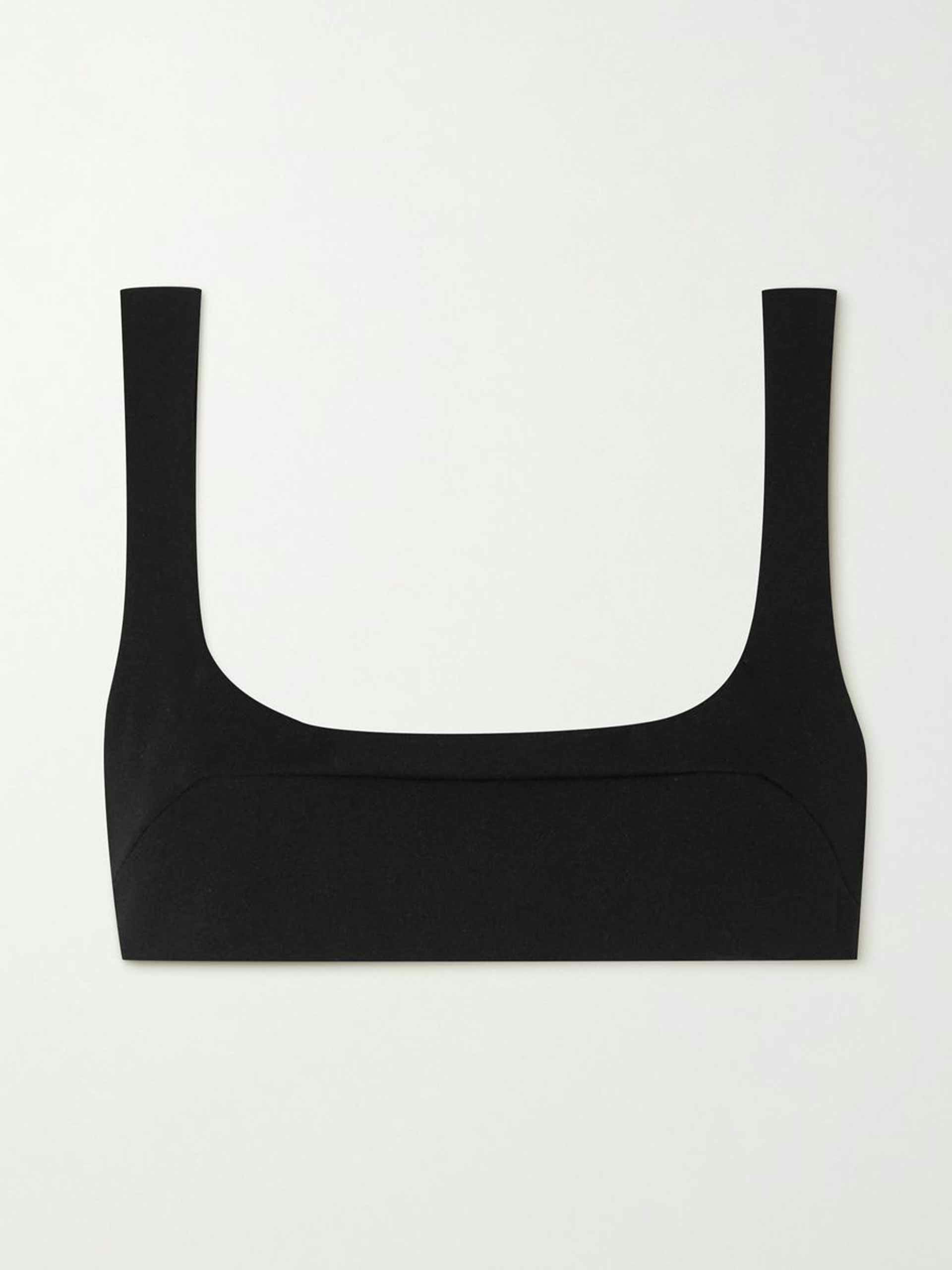 Black stretch-crepe bikini top