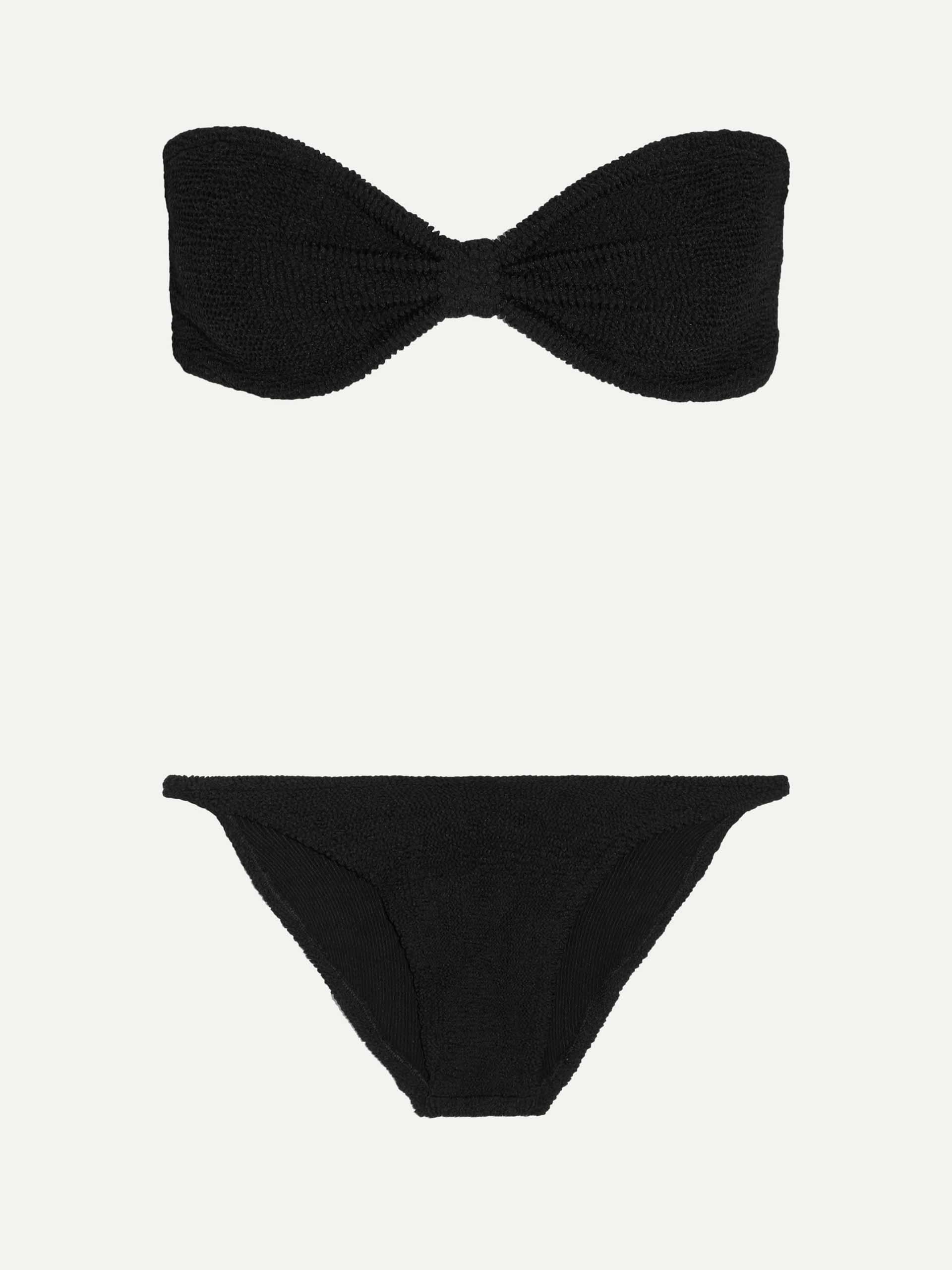 Black seersucker bandeau bikini