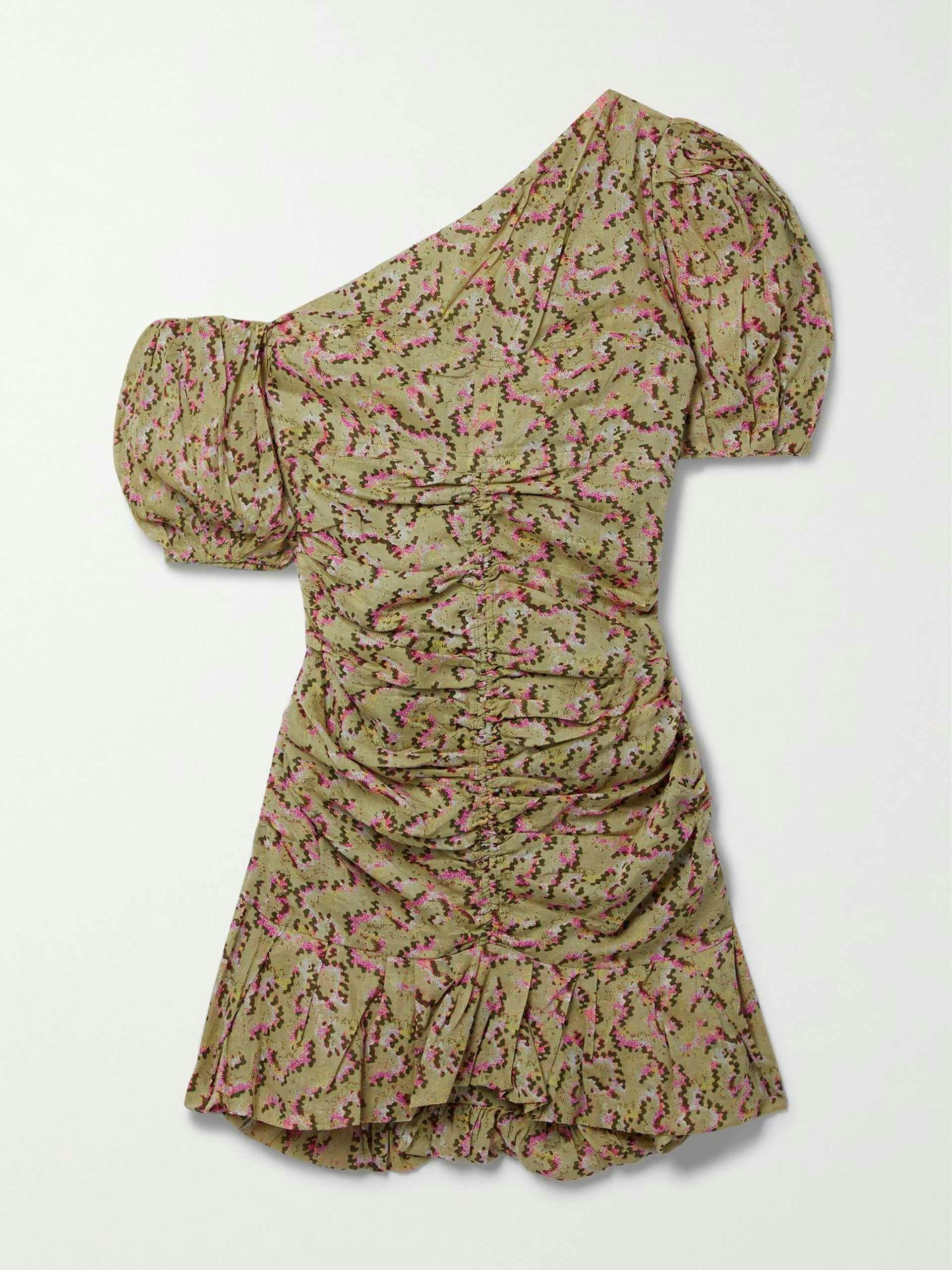 One-shoulder printed minidress