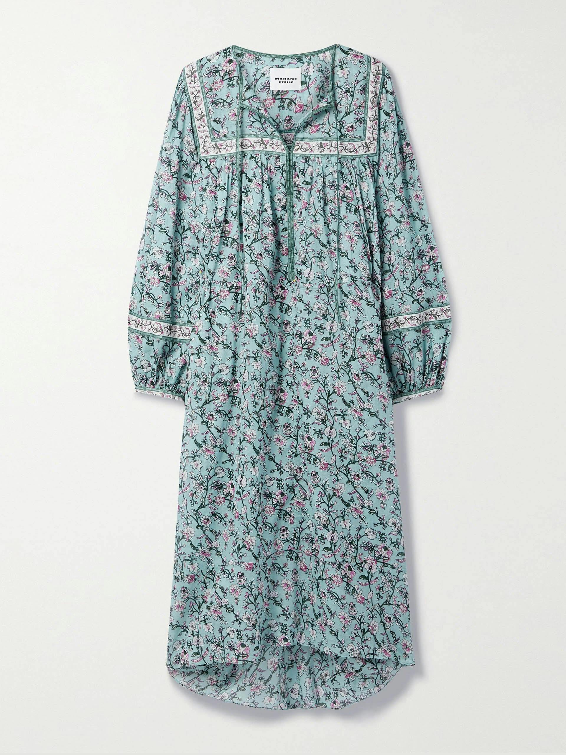 Floral-print cotton-voile midi dress