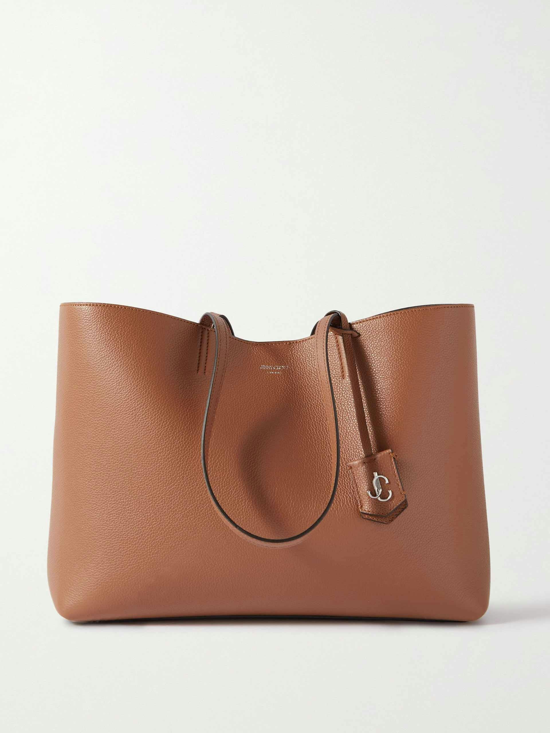 Brown textured leather tote bag