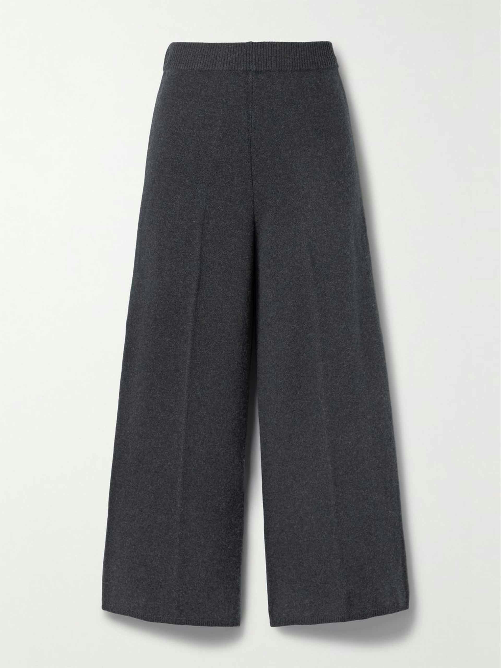 Cropped wide-leg wool trousers