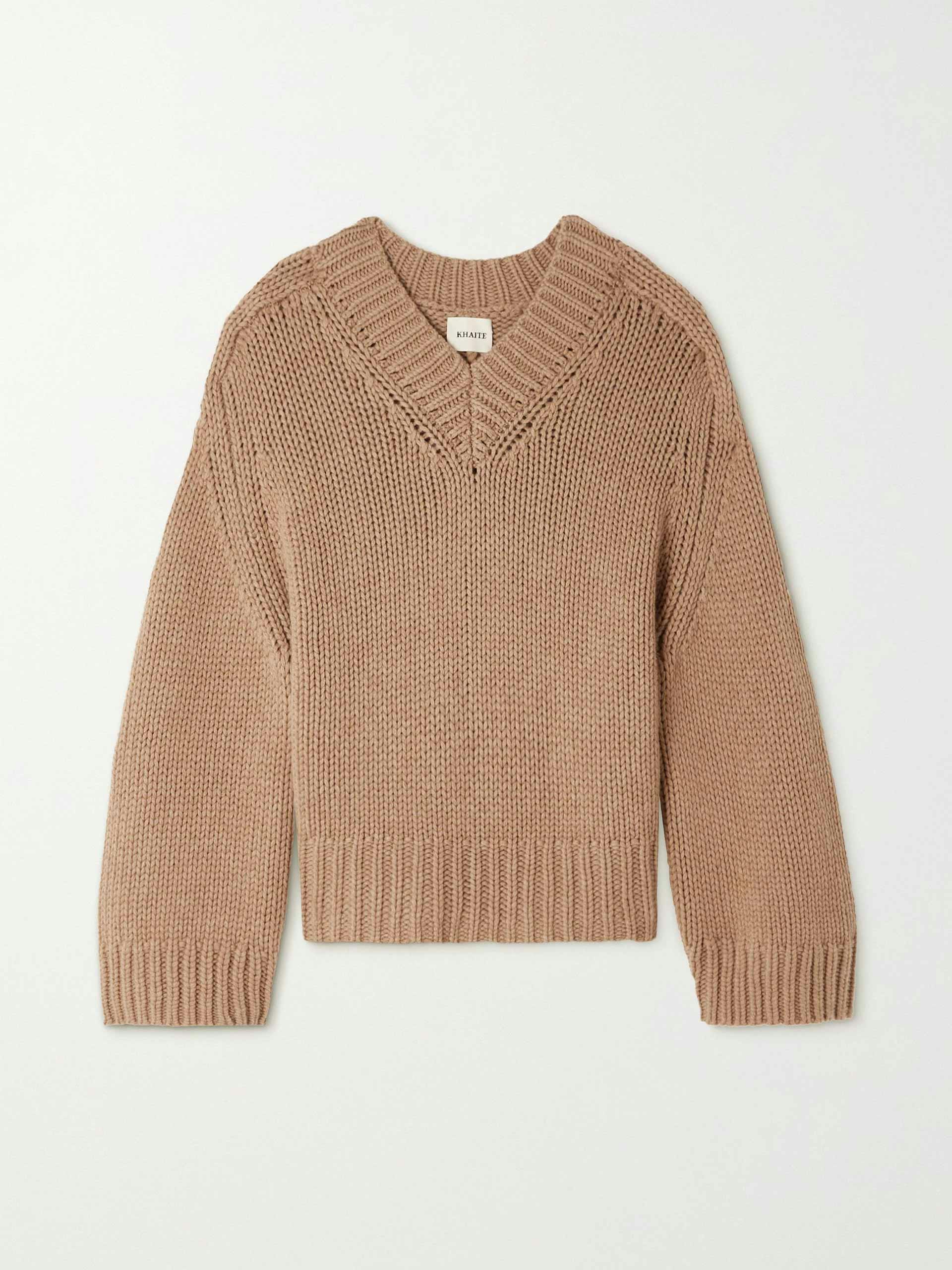 Biege knitted cashmere jumper