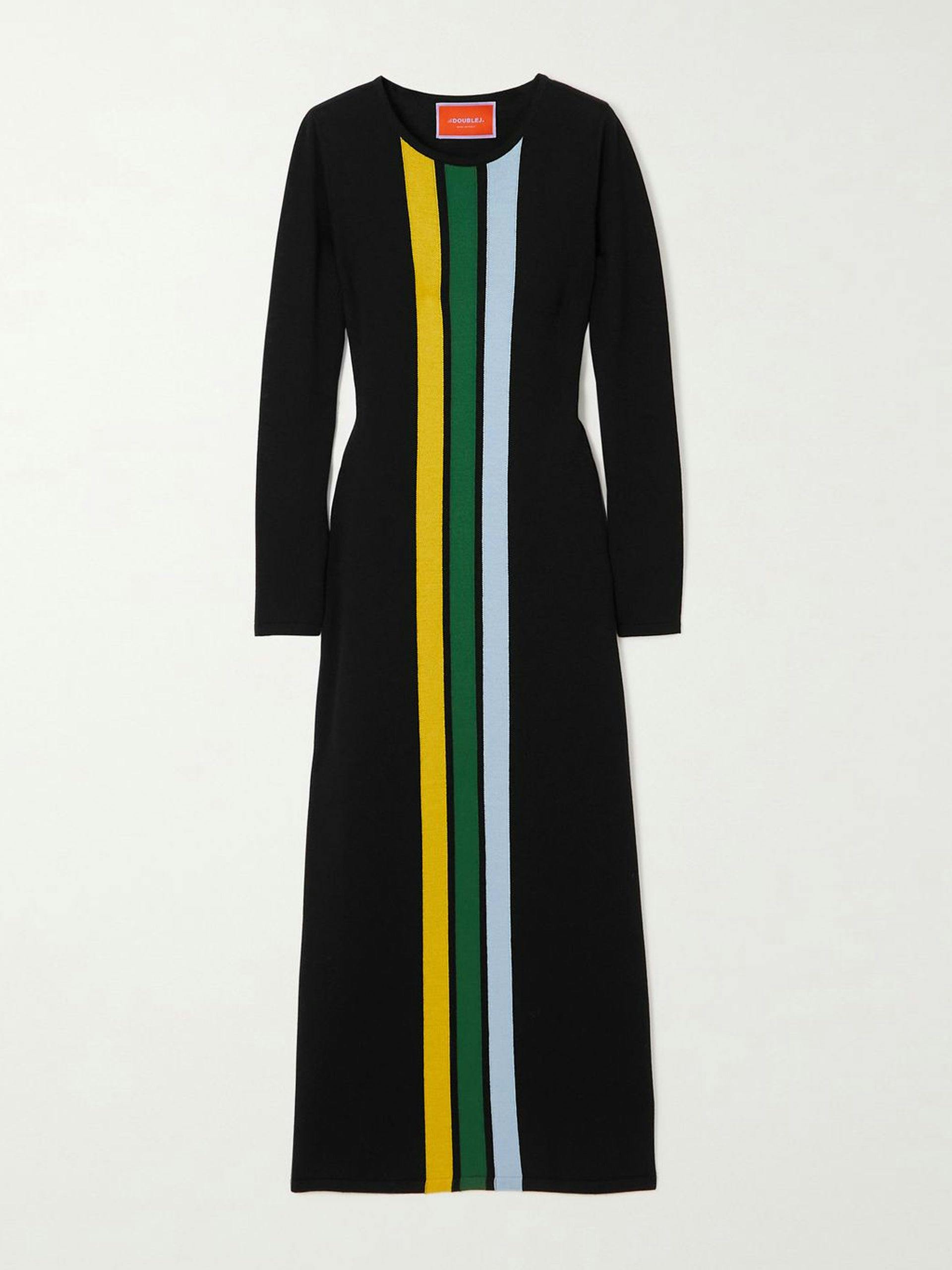 Black wool maxi dress