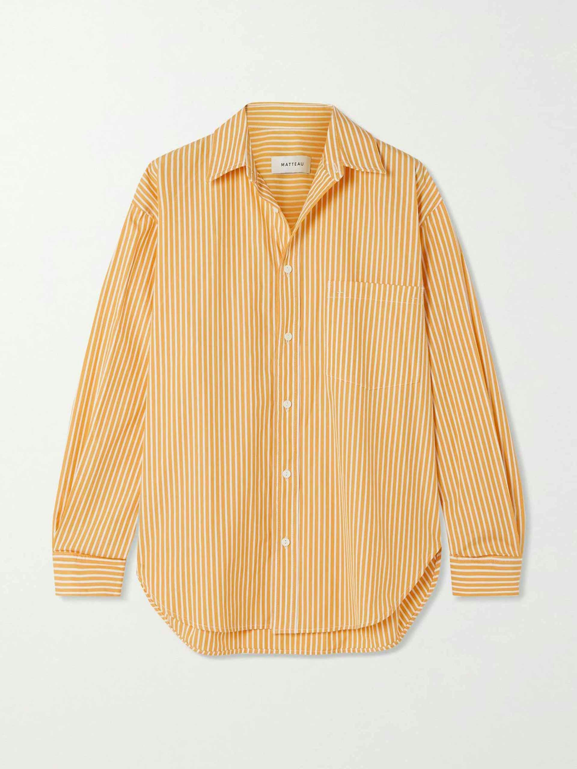 Orange striped cotton poplin shirt