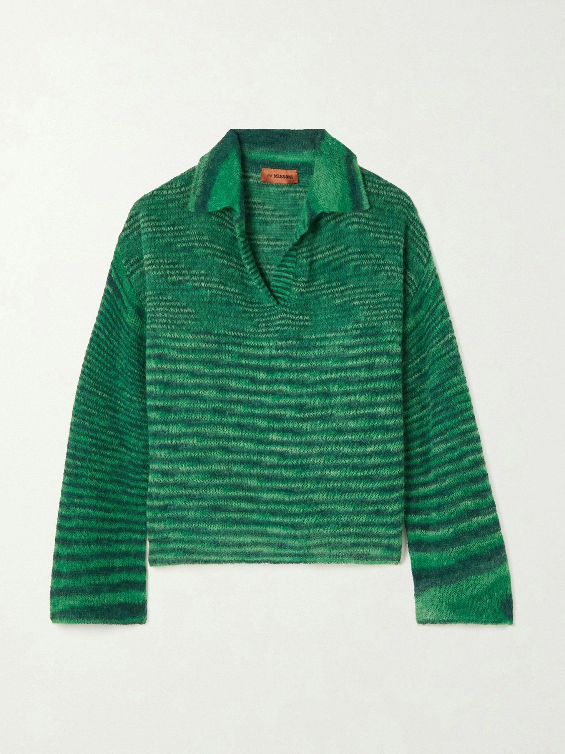 Green knitted polo jumper