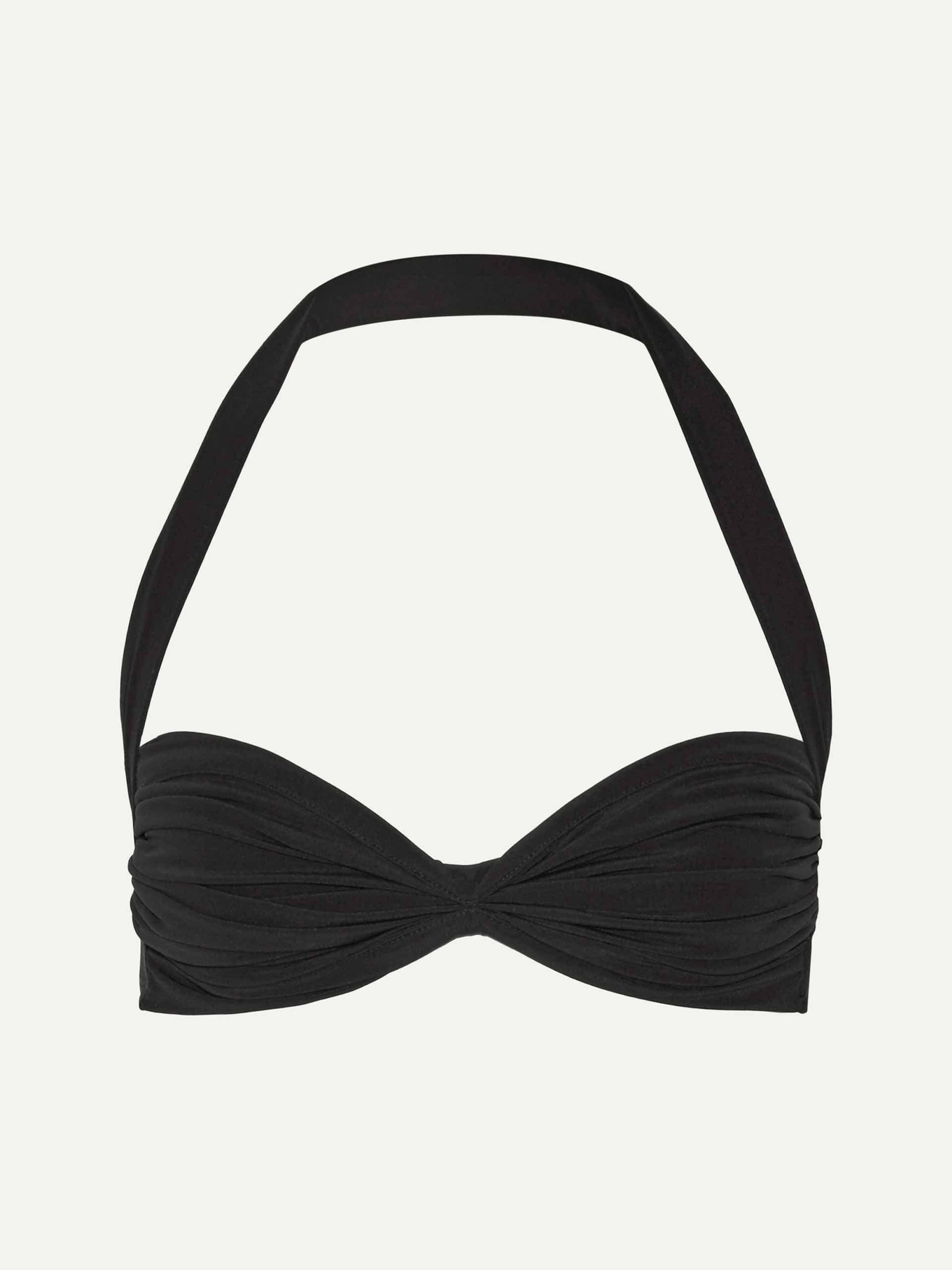 Black ruched halterneck bikini top