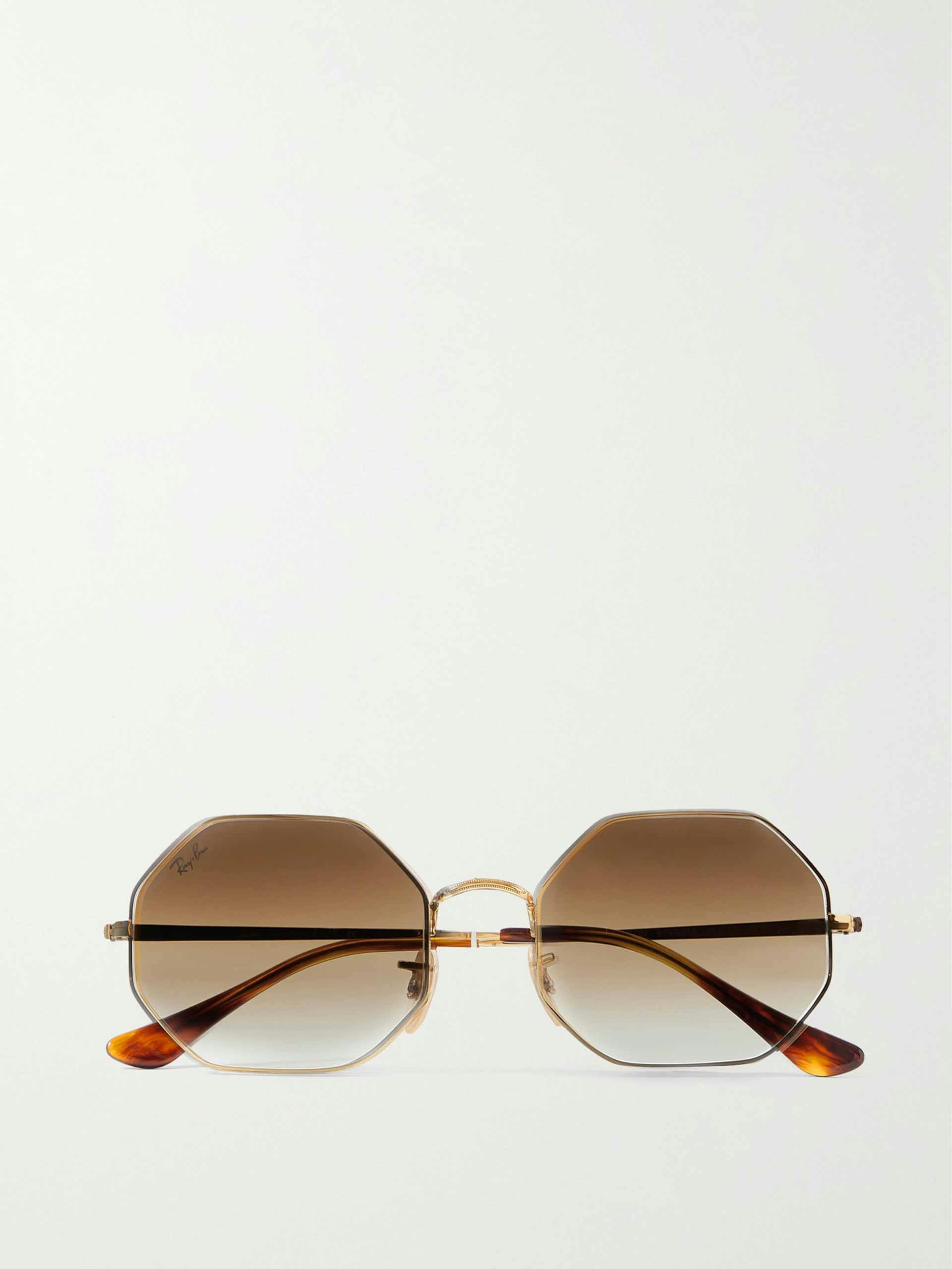 Octagon-frame gold-tone sunglasses