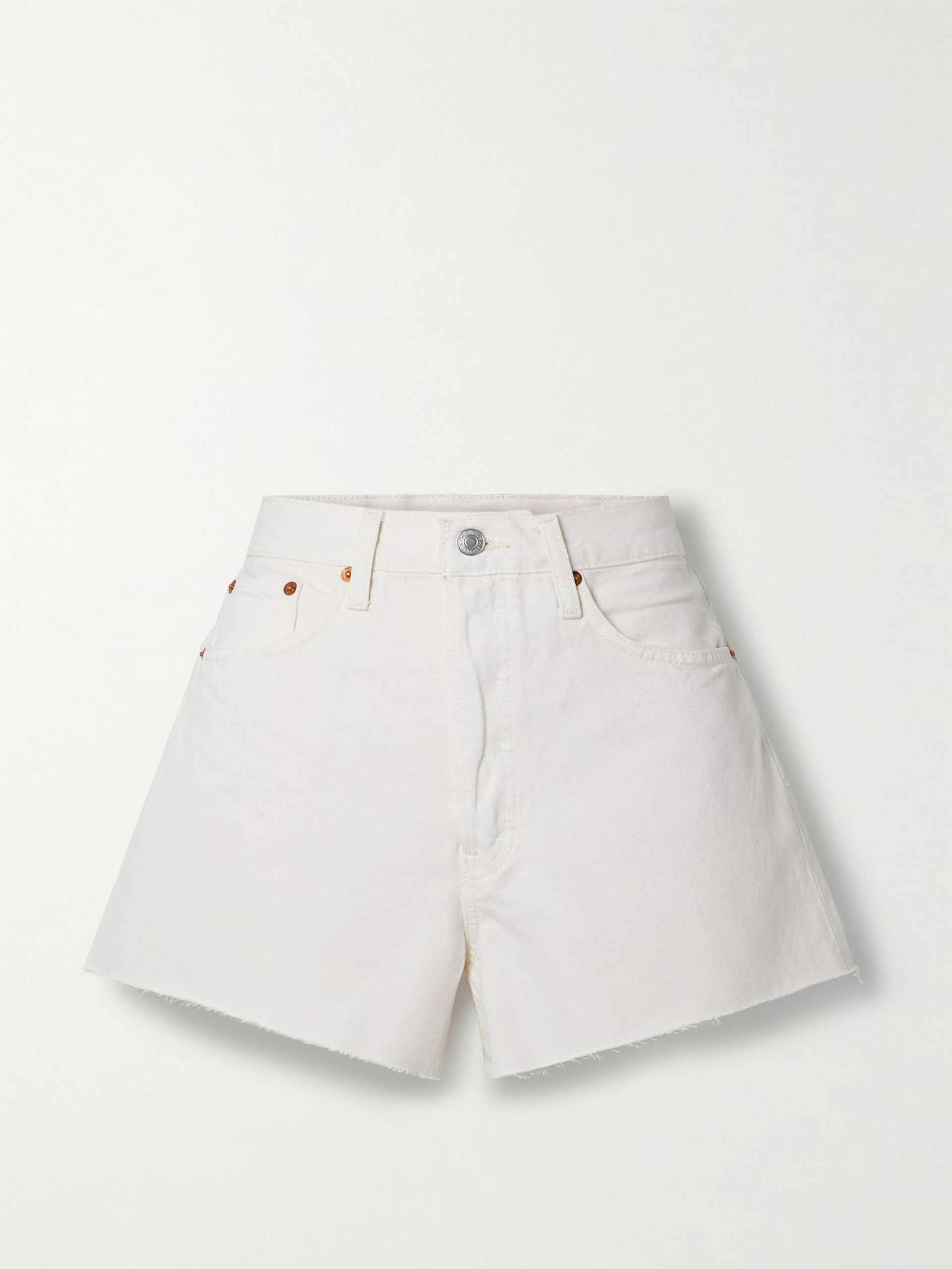 90s frayed off-white denim shorts