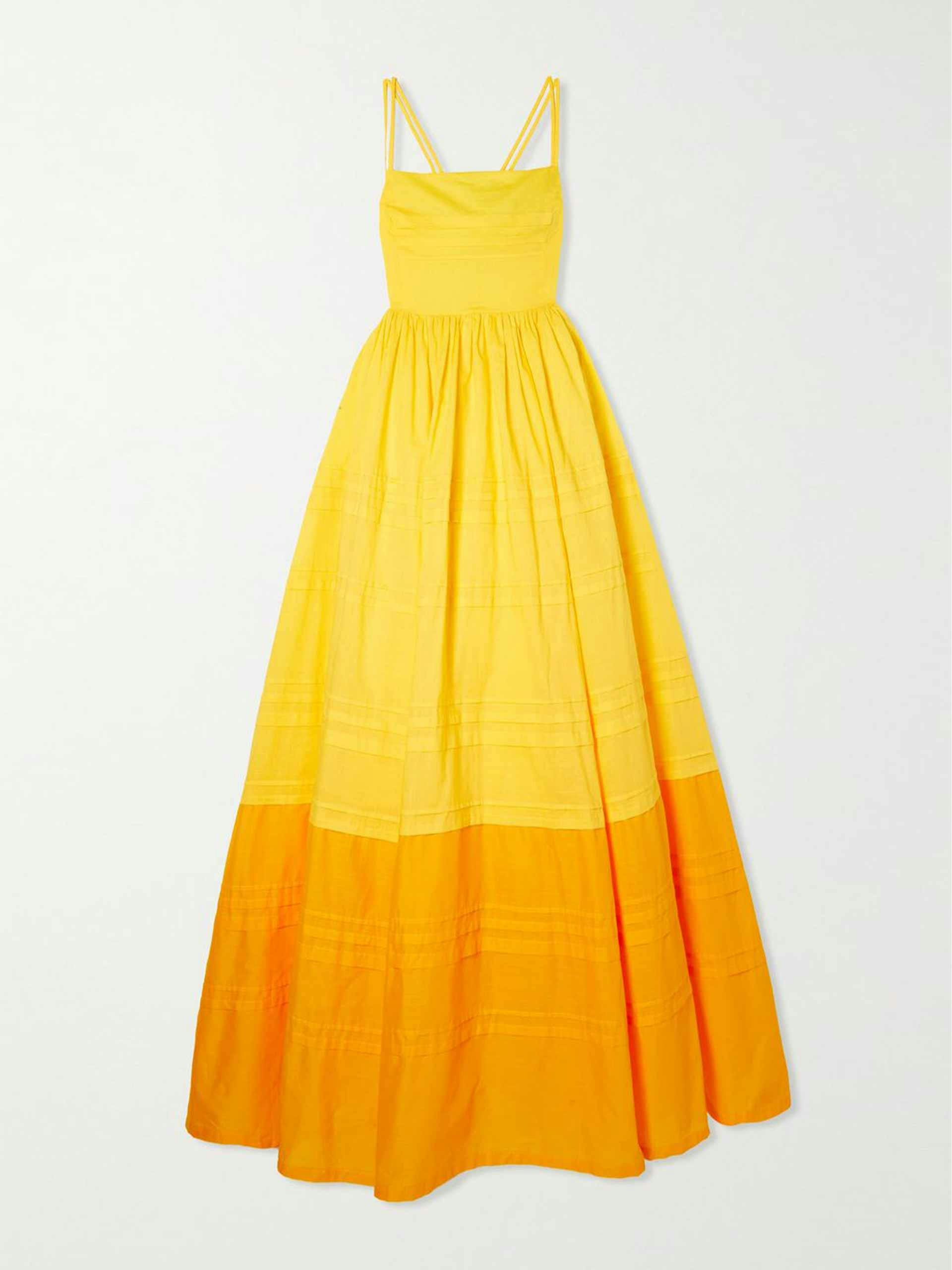 Yellow and orange open back maxi dress