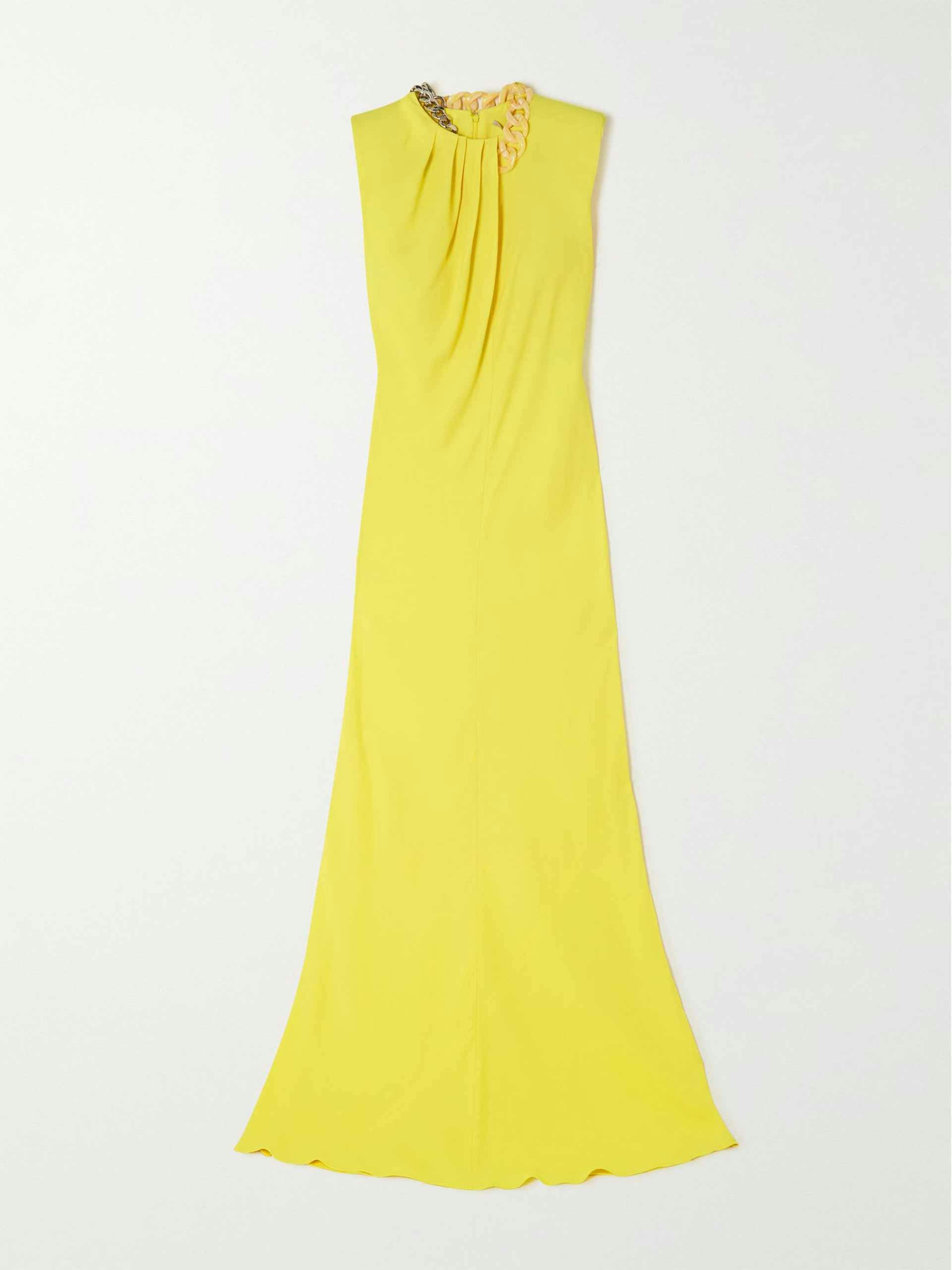 Chain embellished yellow gown