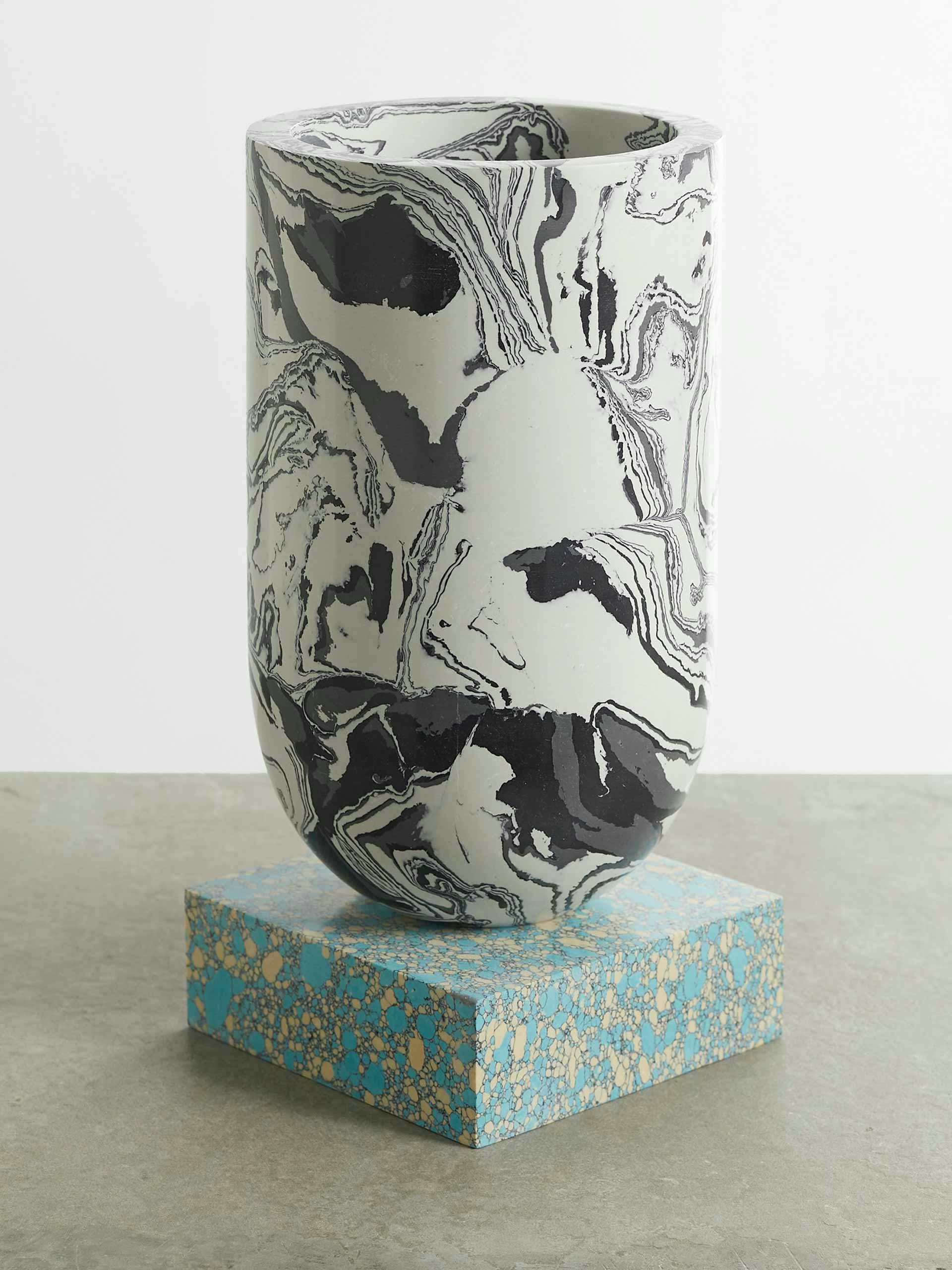 Swirl recycled marble vase
