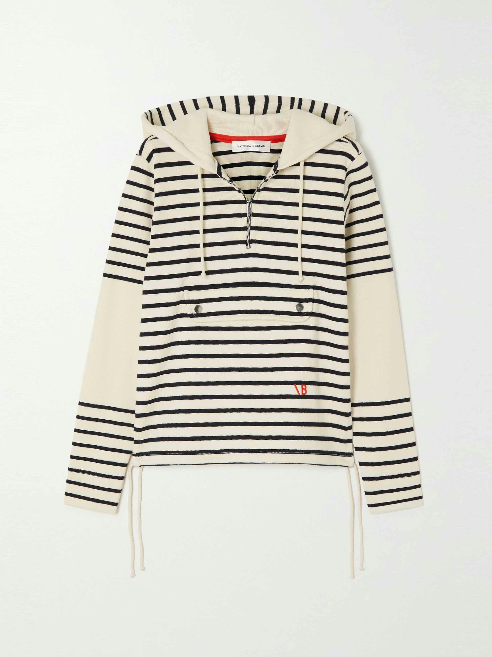 Embroidered striped  hoodie