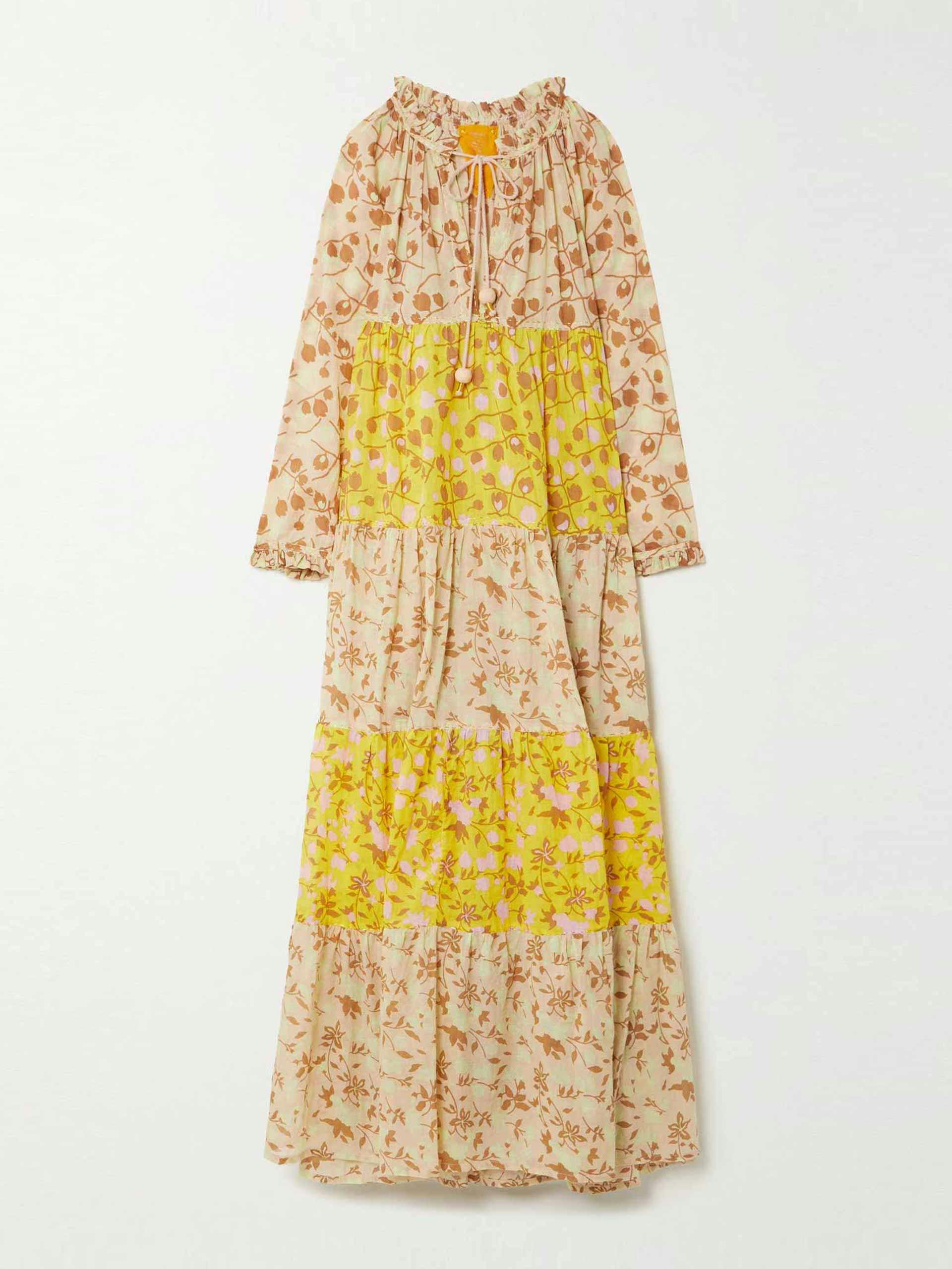 Ruffled floral-print tiered maxi dress