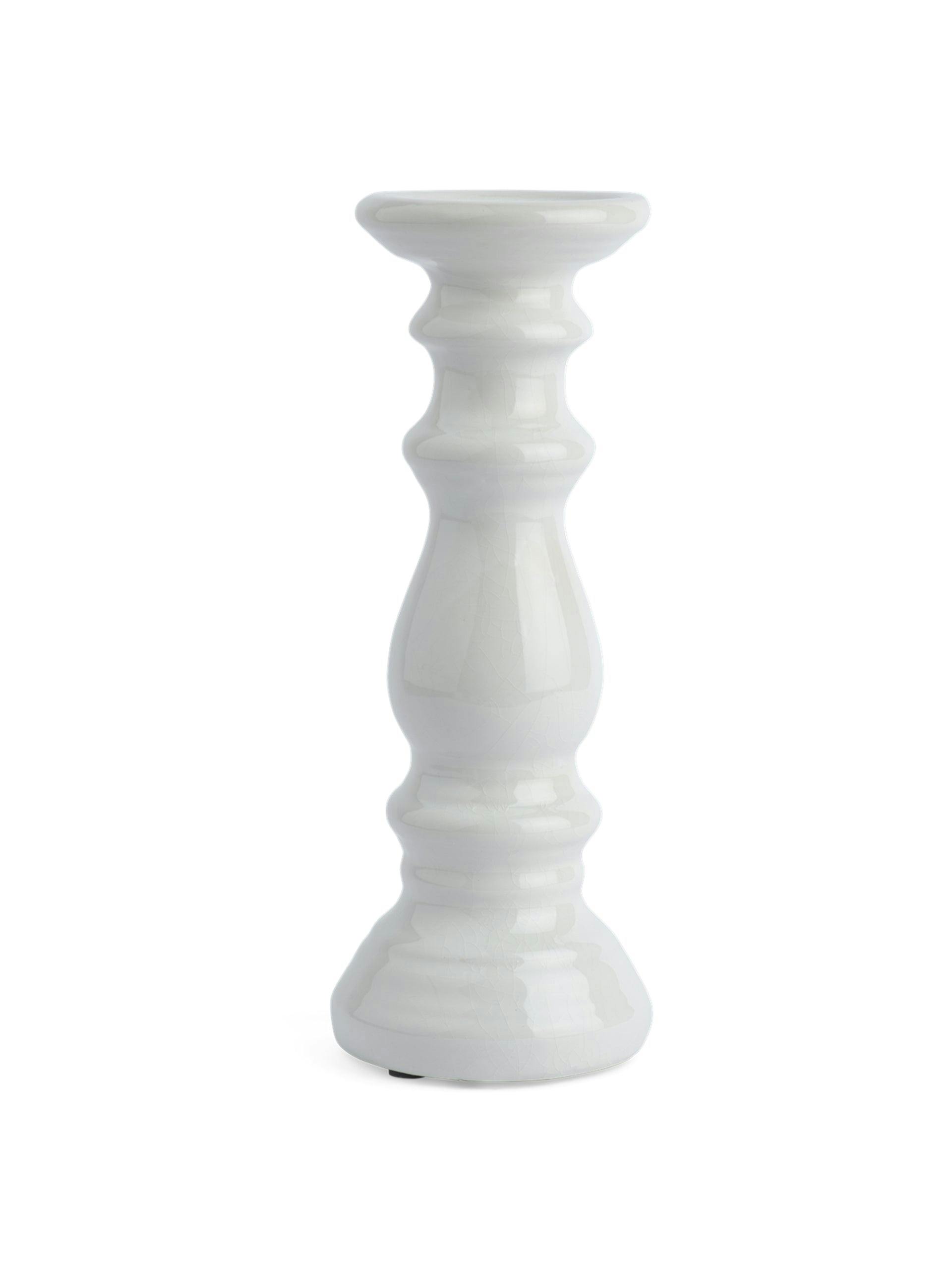White glazed candlestick