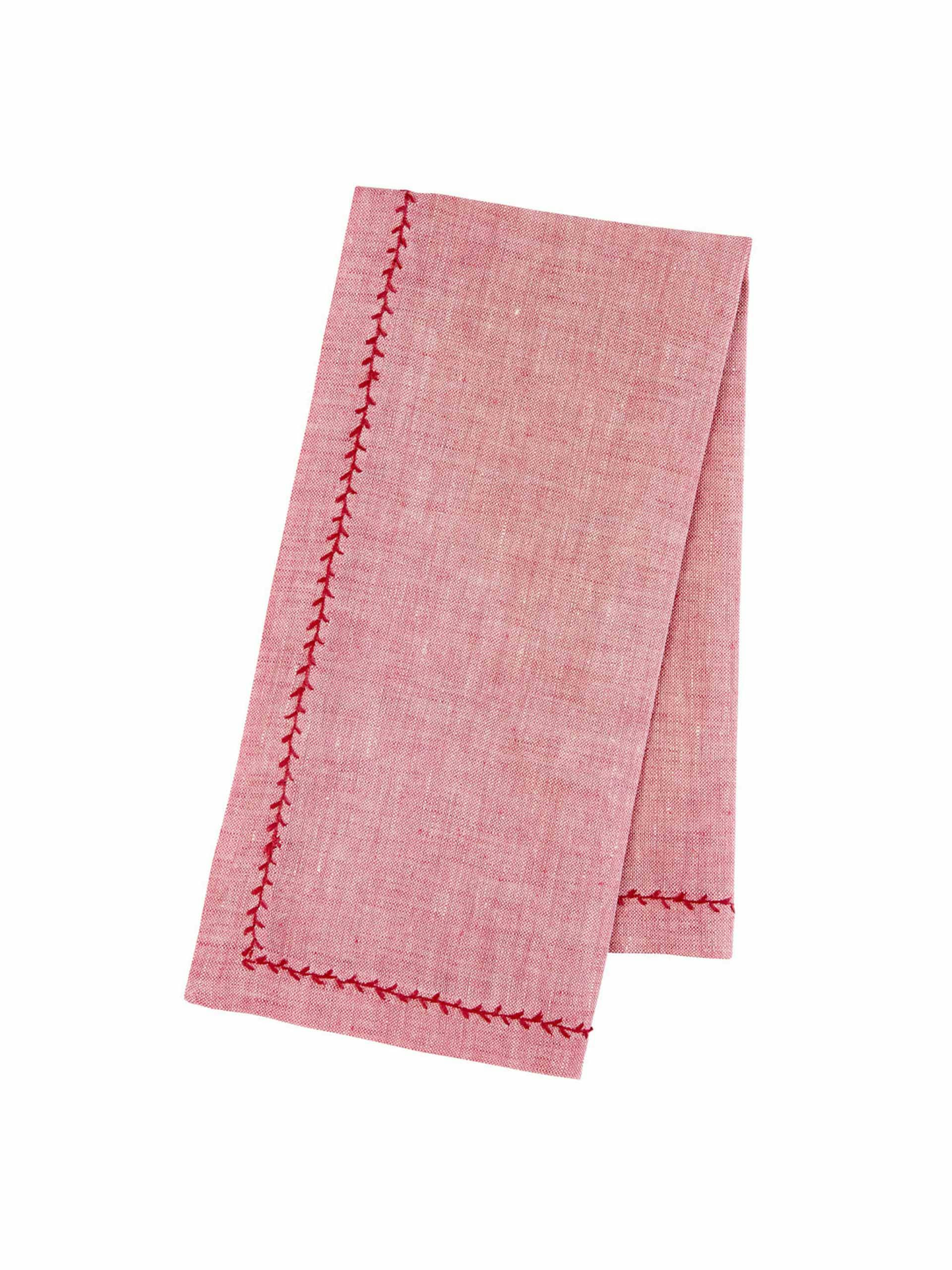 Feather stitch pink sapphire napkin