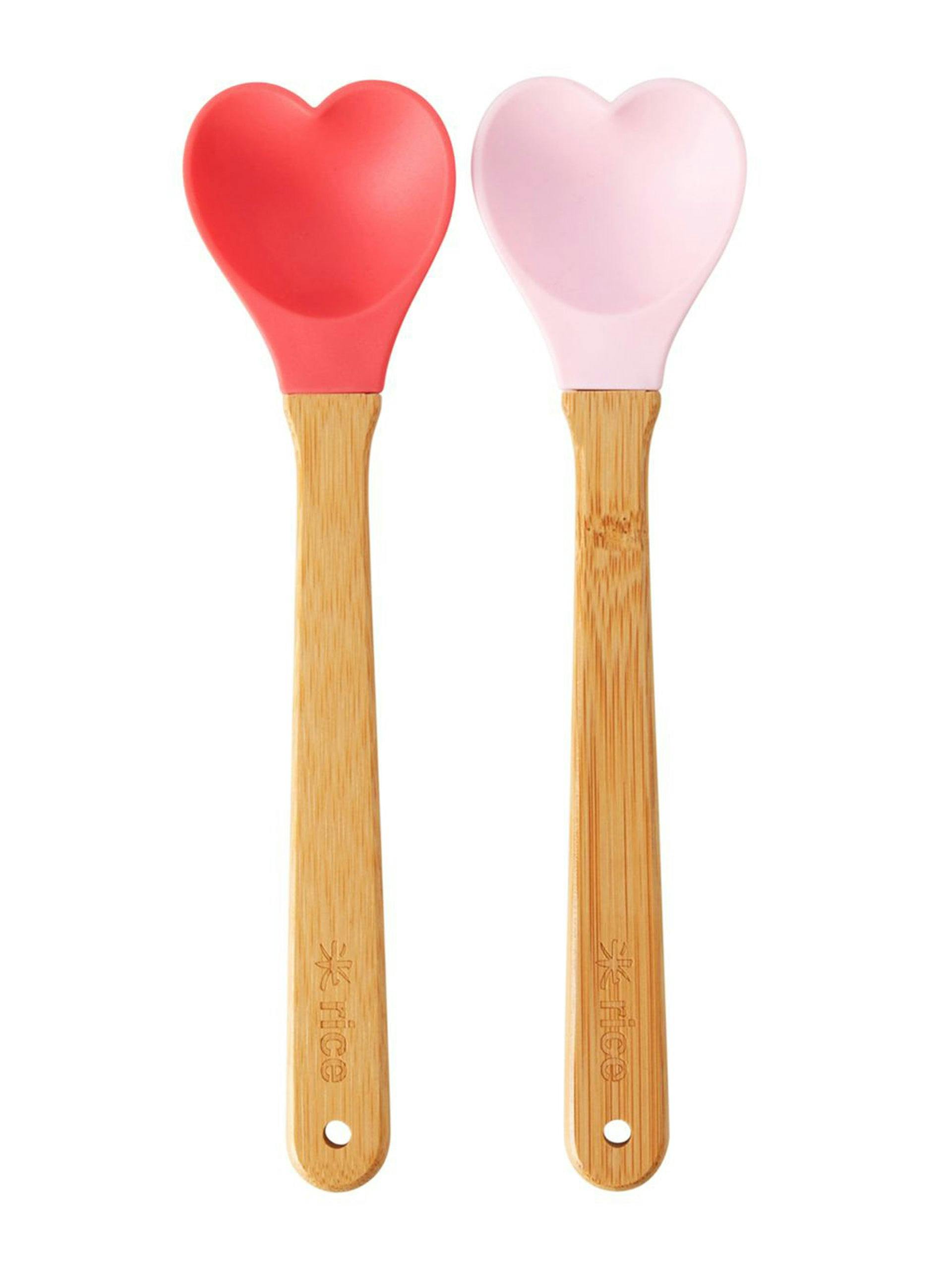 Rice silicon spoons with bamboo handle (2 pack)