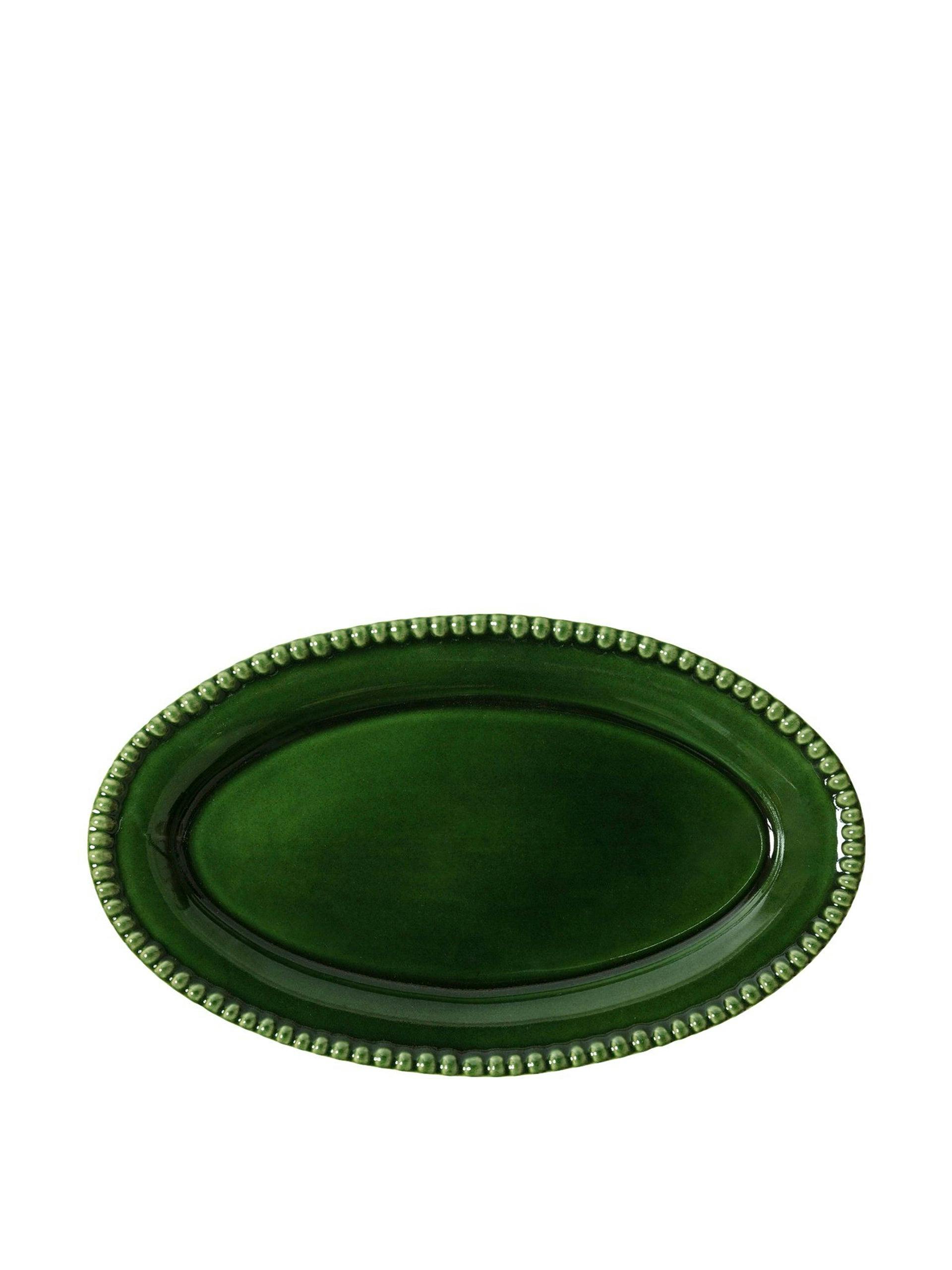 Green stoneware serving plate