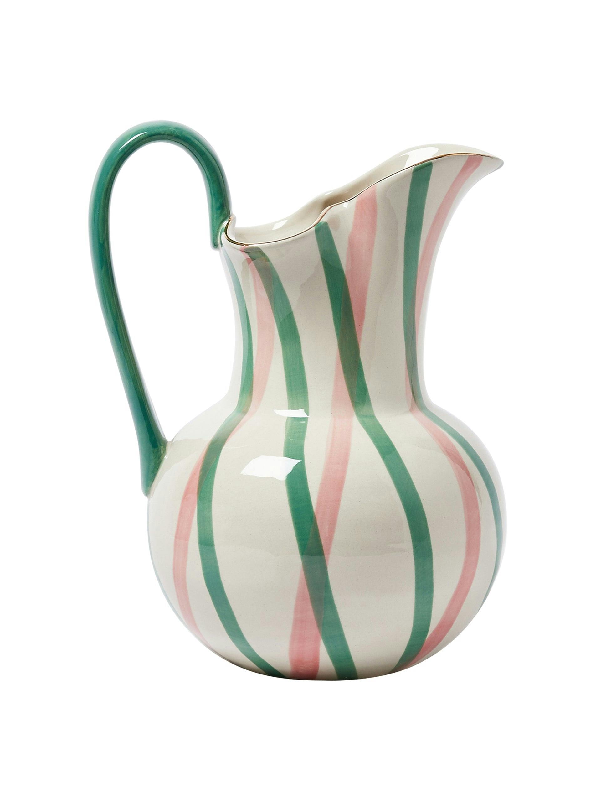 Pink and green ceramic jug