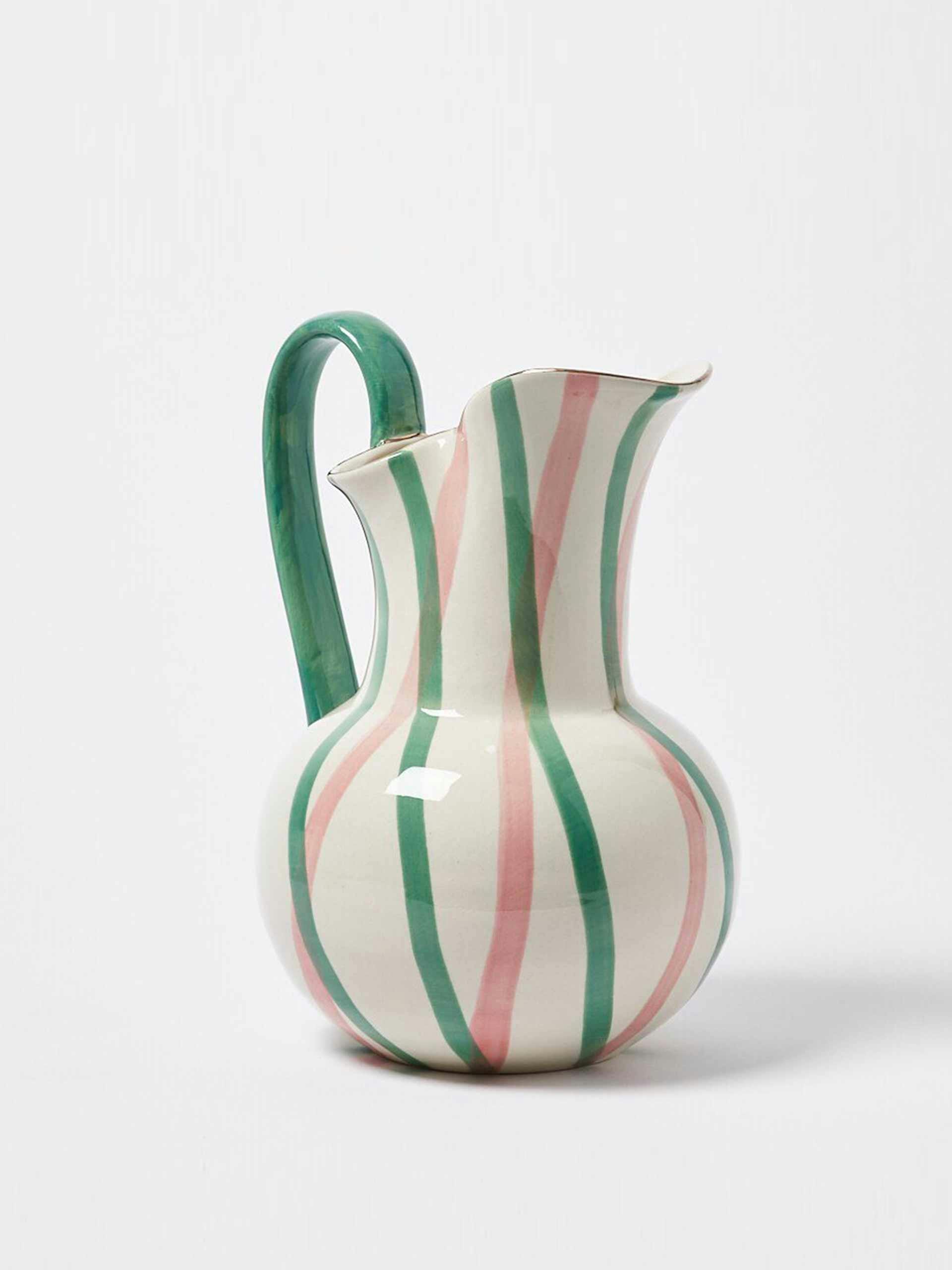 Mae check pink & green ceramic jug